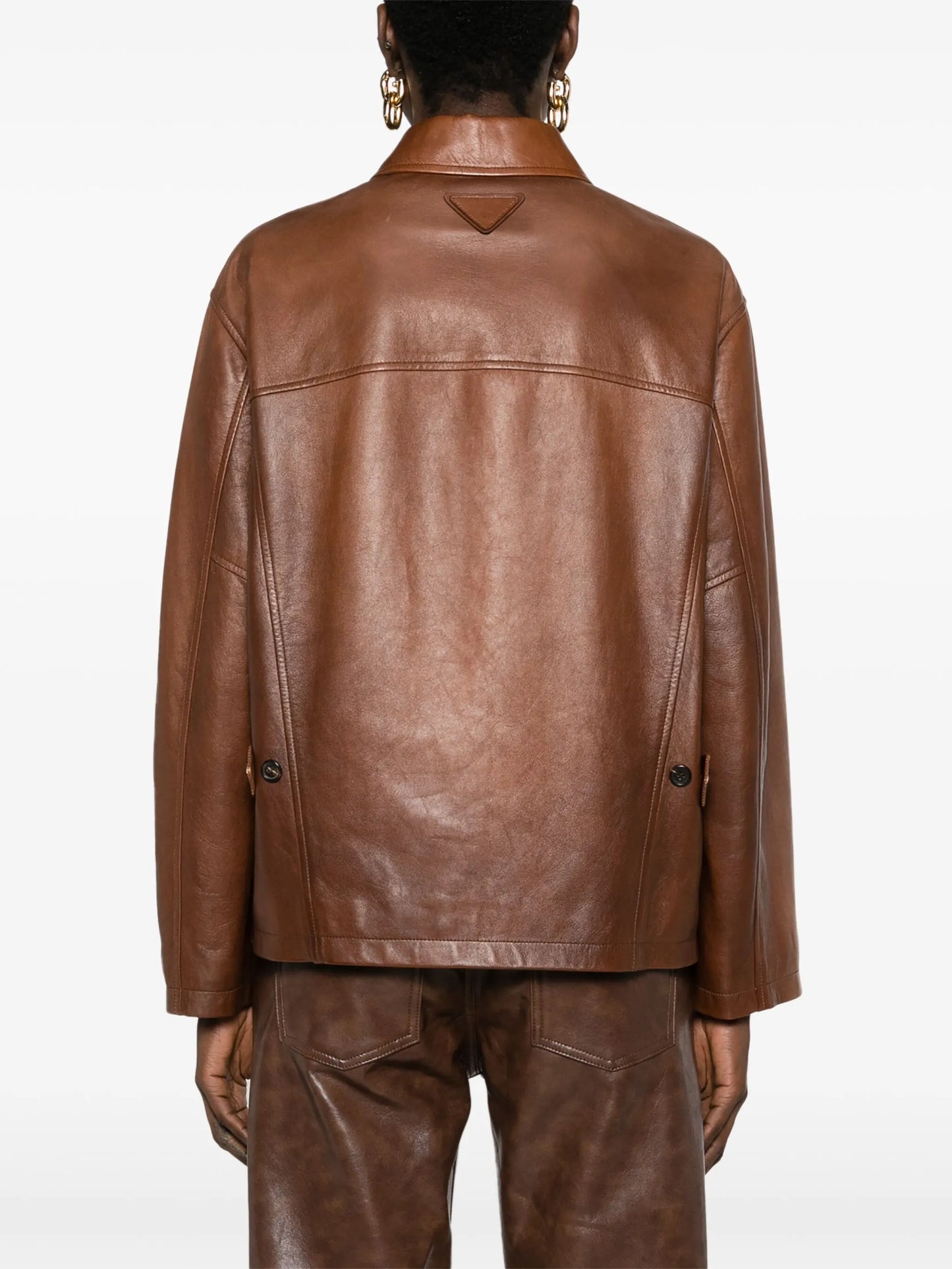 triangle-logo leather jacket