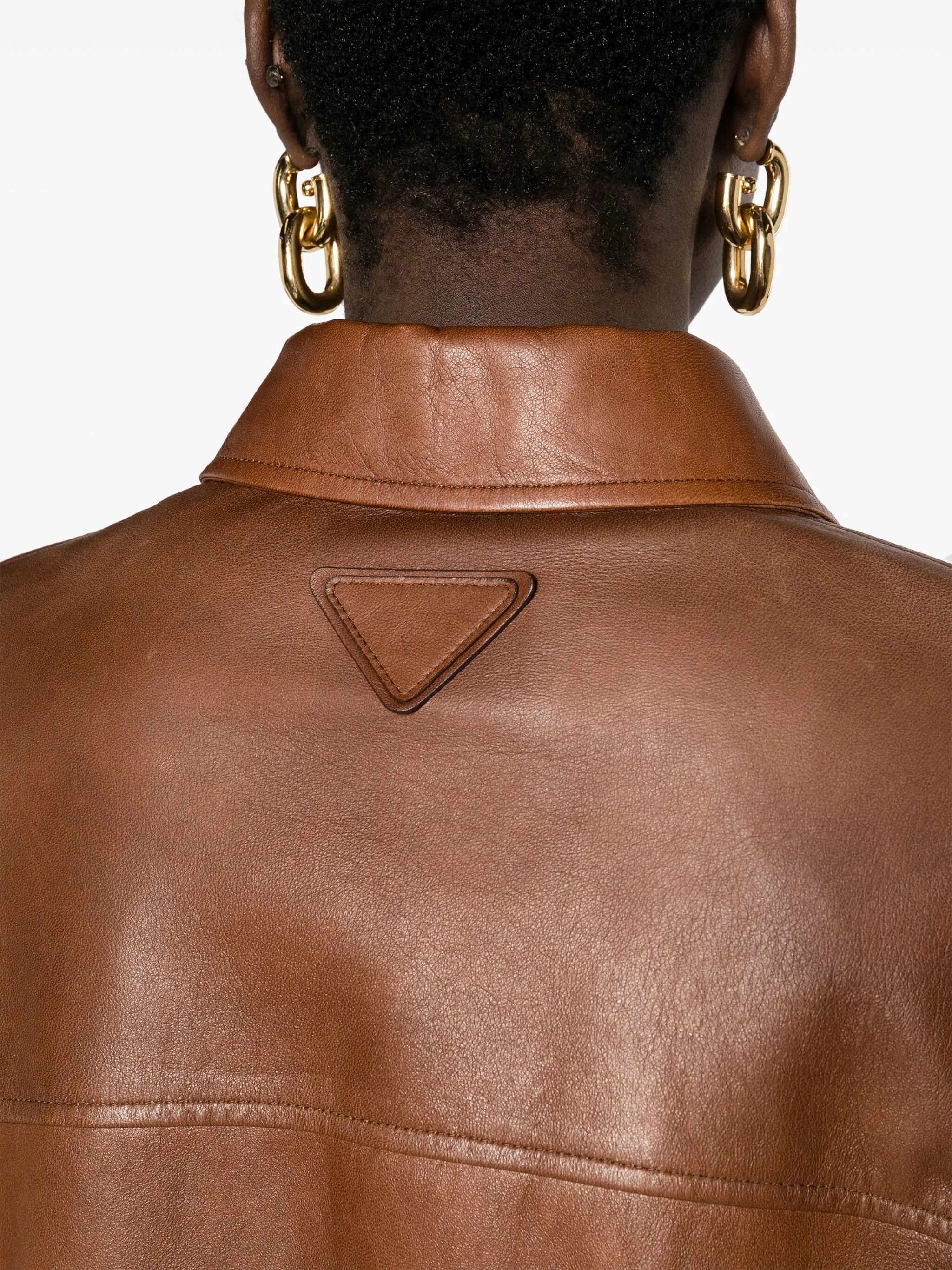 triangle-logo leather jacket