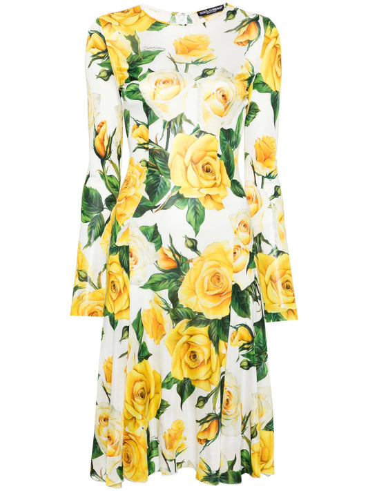 floral-print flared midi dress