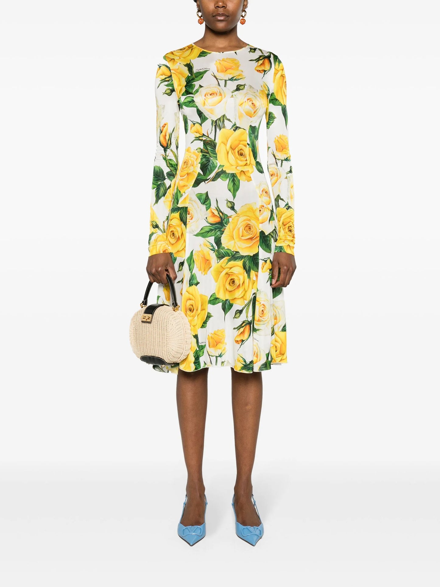 floral-print flared midi dress