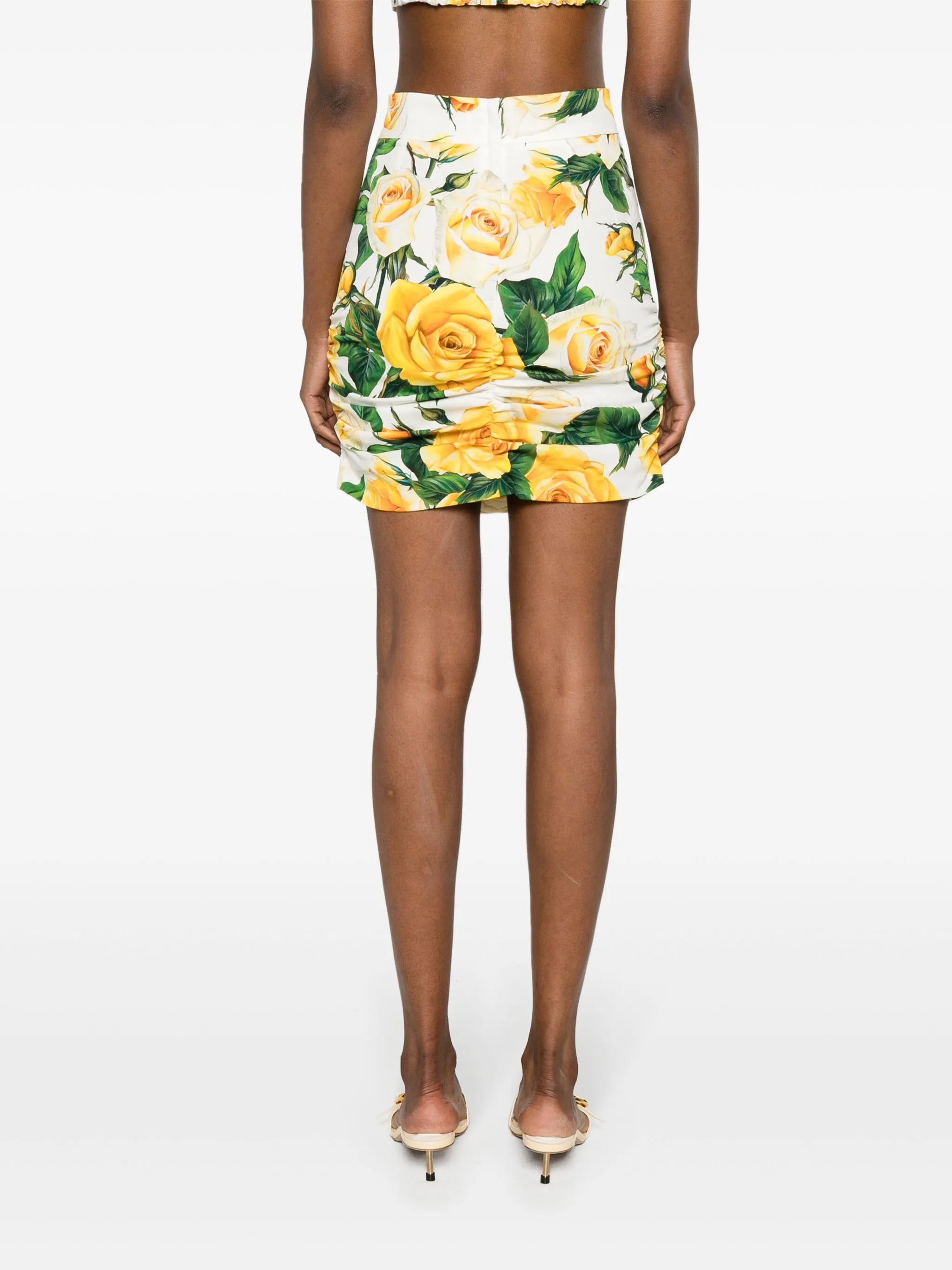 rose-print charmeuse miniskirt