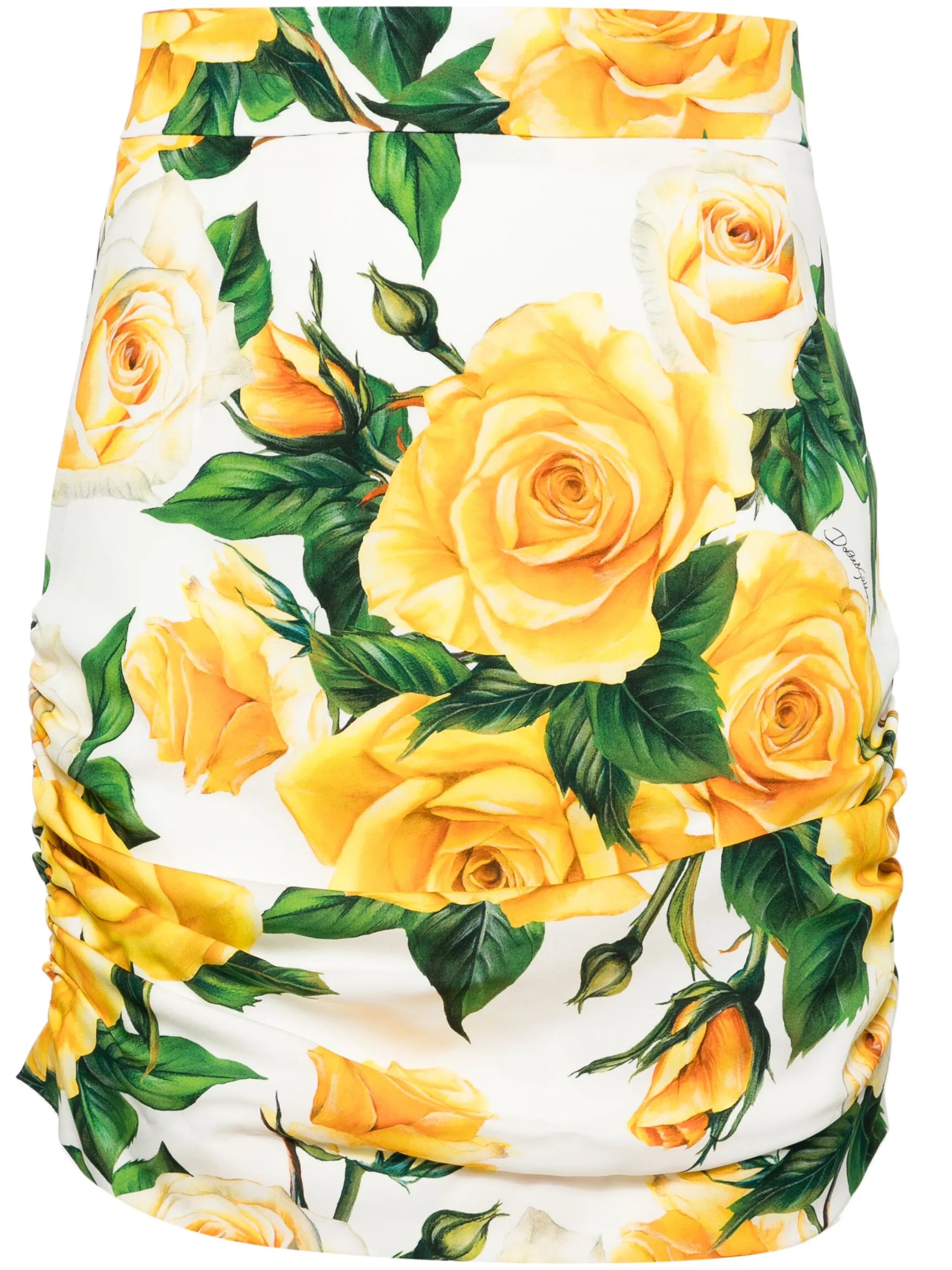 rose-print charmeuse miniskirt