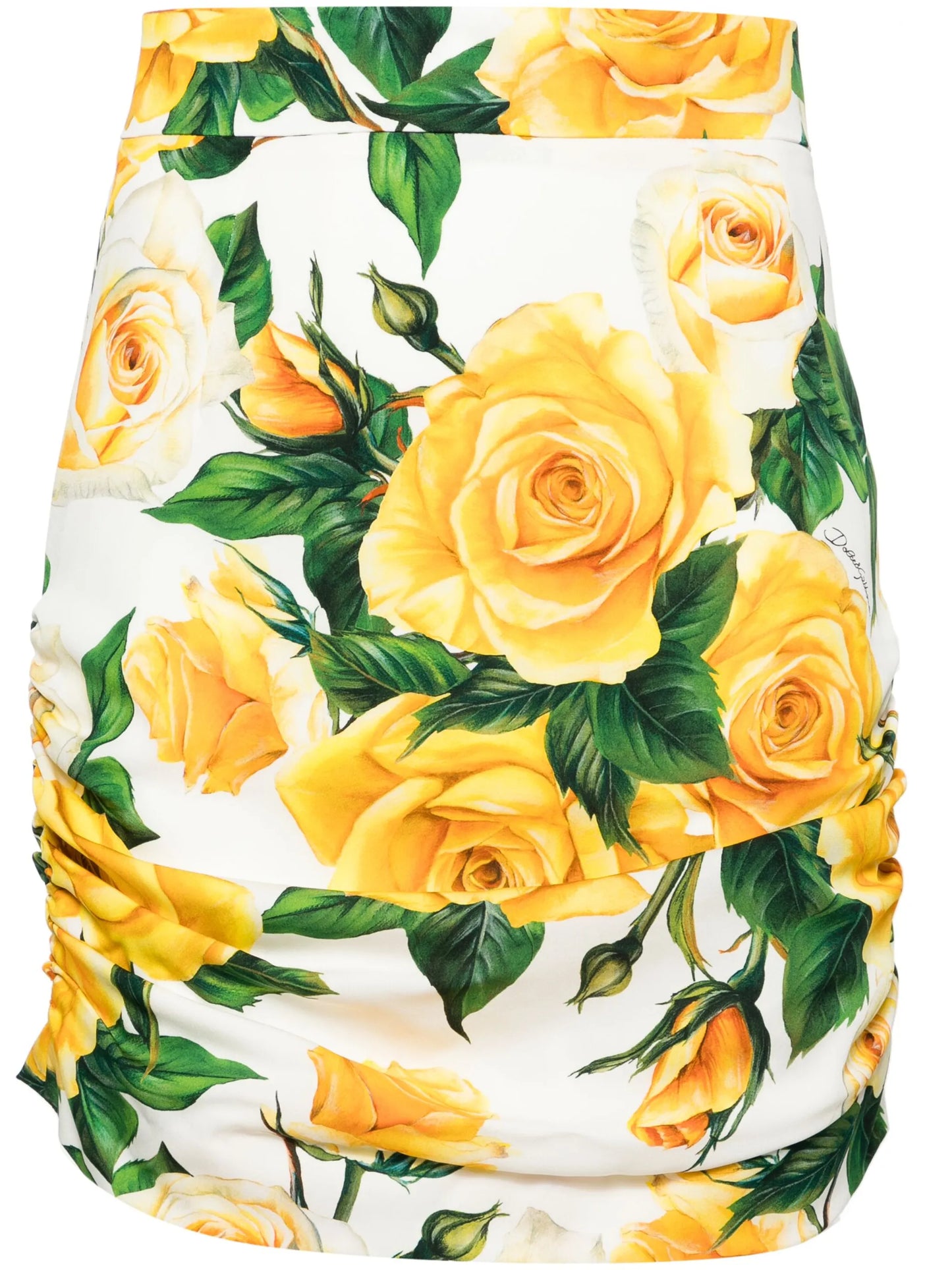 rose-print charmeuse miniskirt