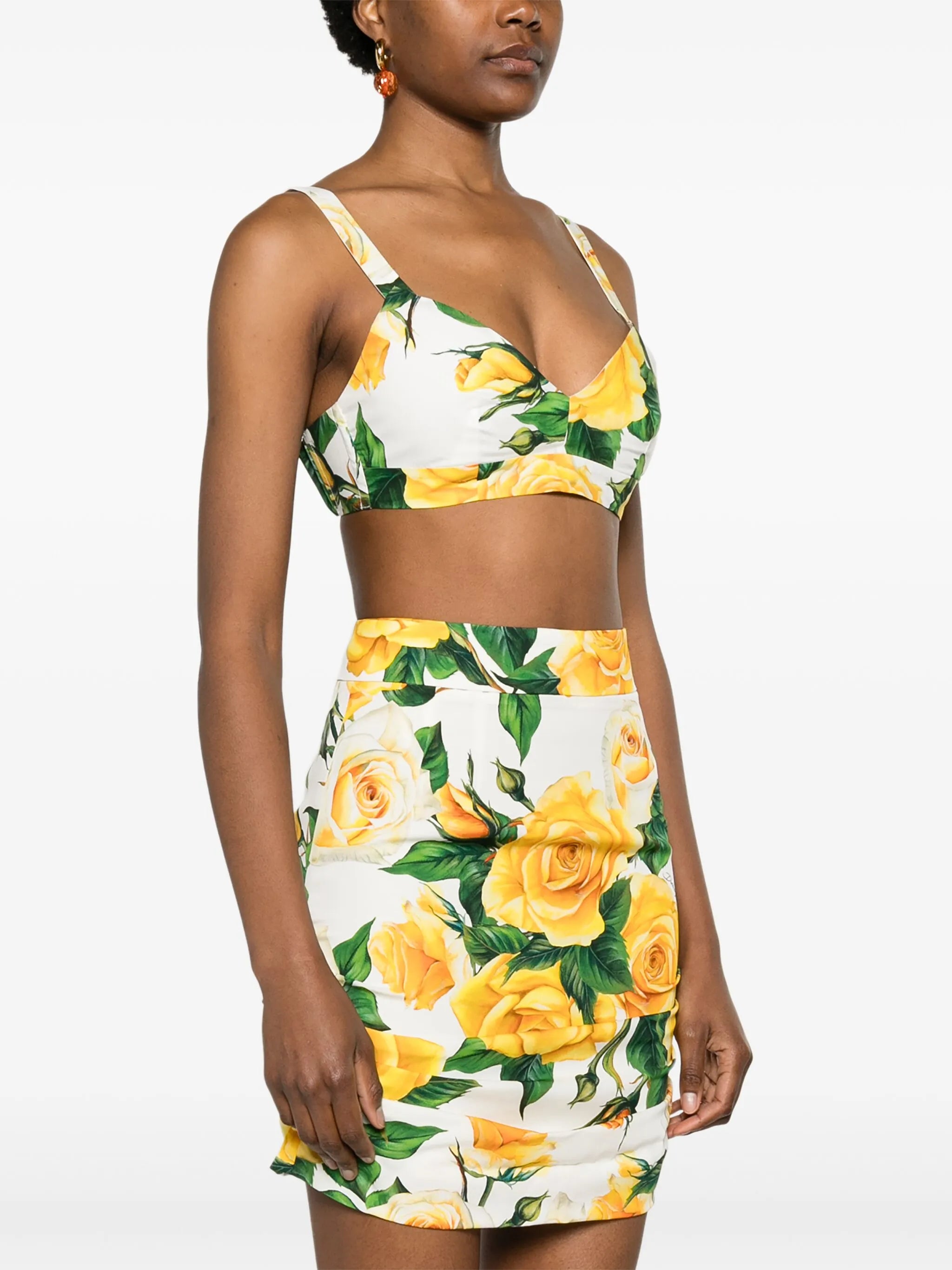 rose-print cotton crop top