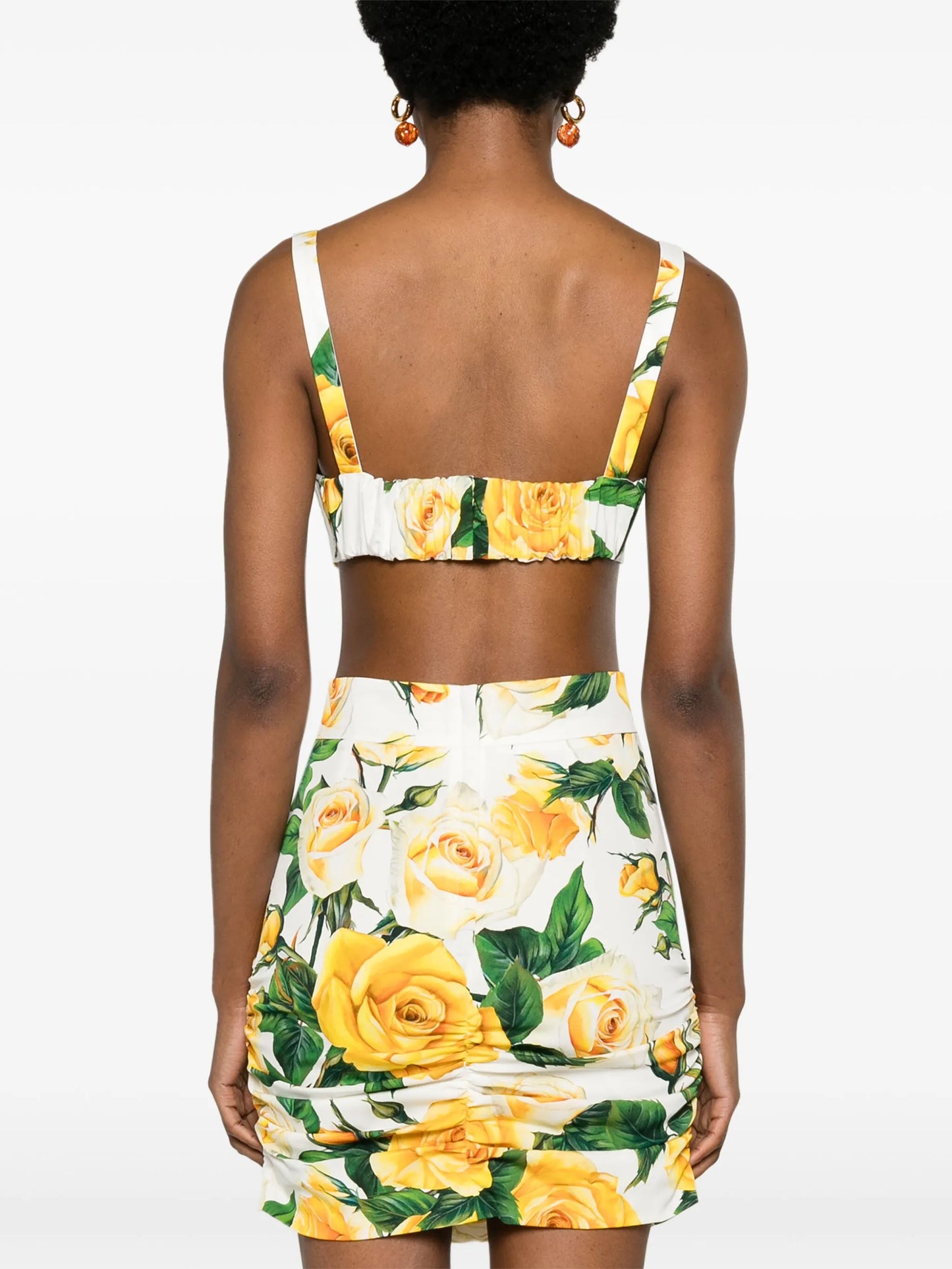 rose-print cotton crop top
