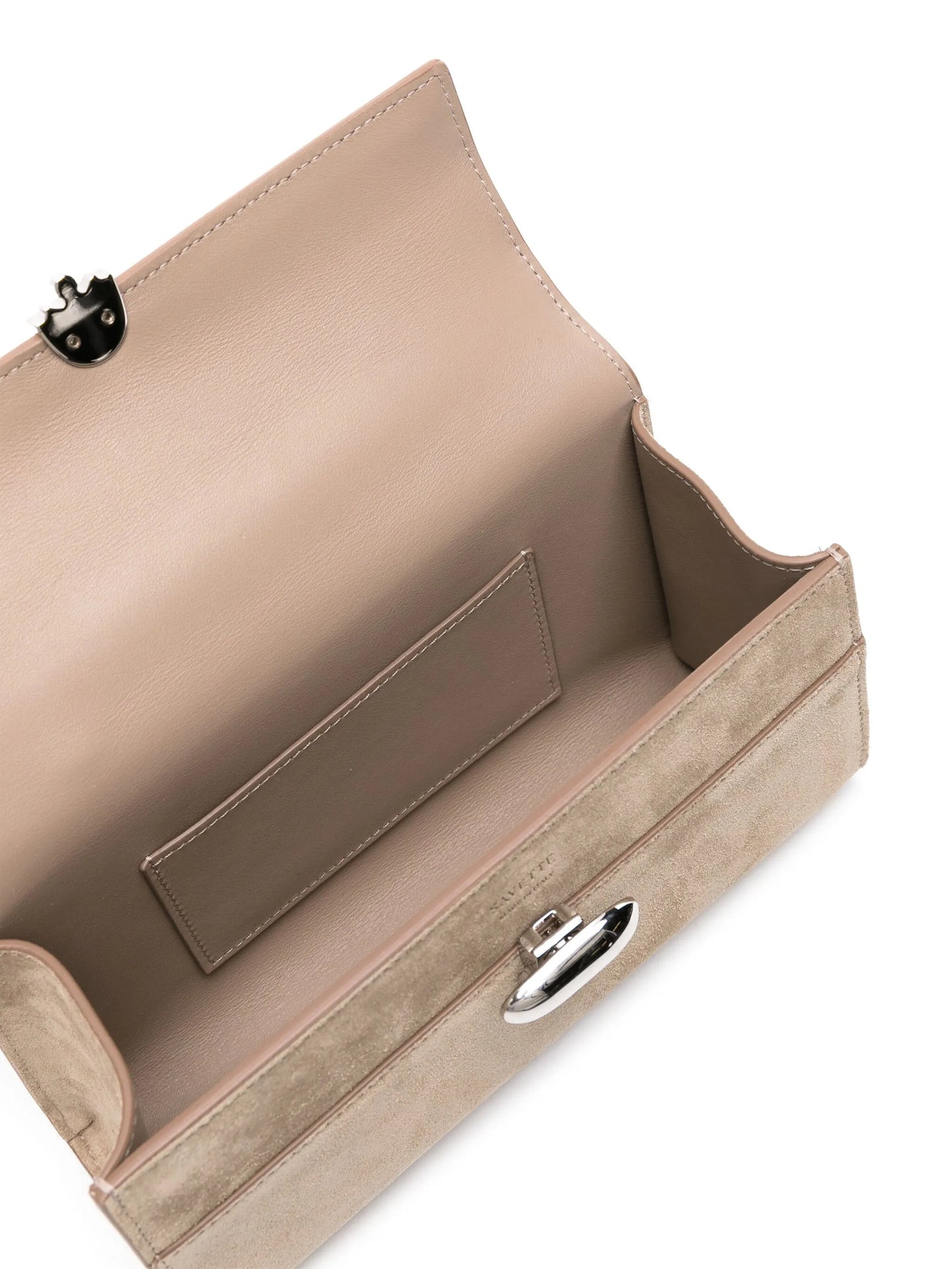 Symmetry suede clutch bag