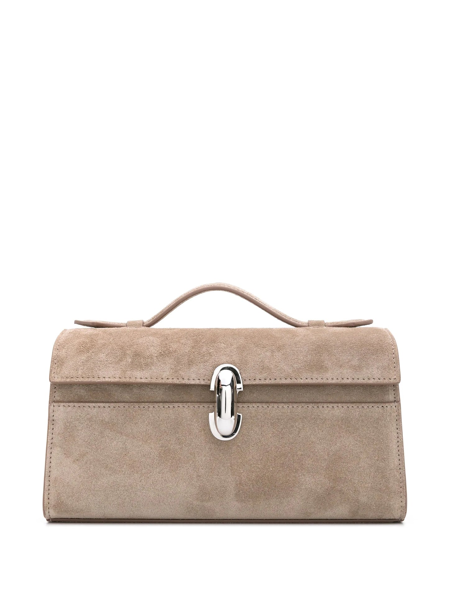 Symmetry suede clutch bag