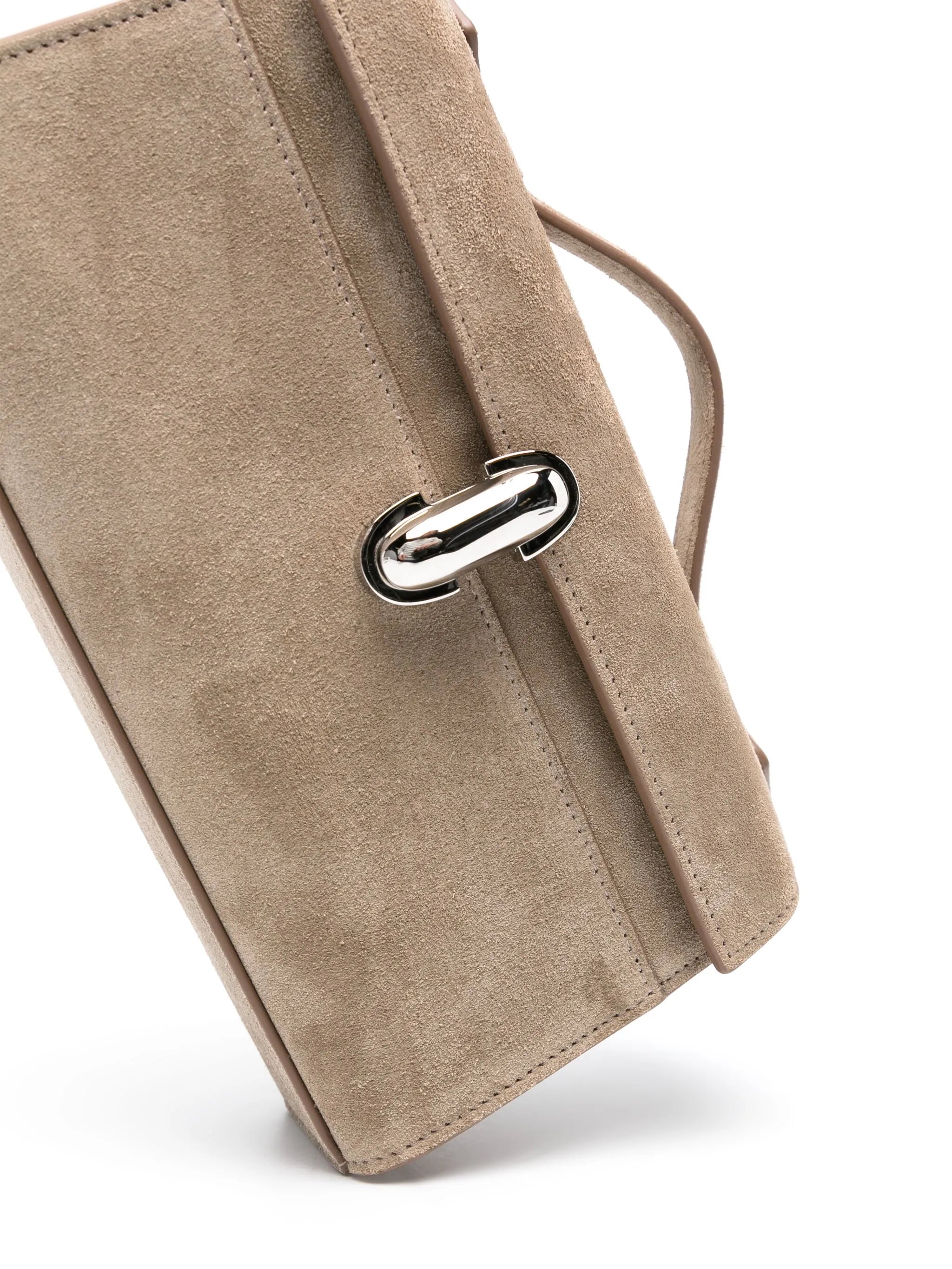 Symmetry suede clutch bag