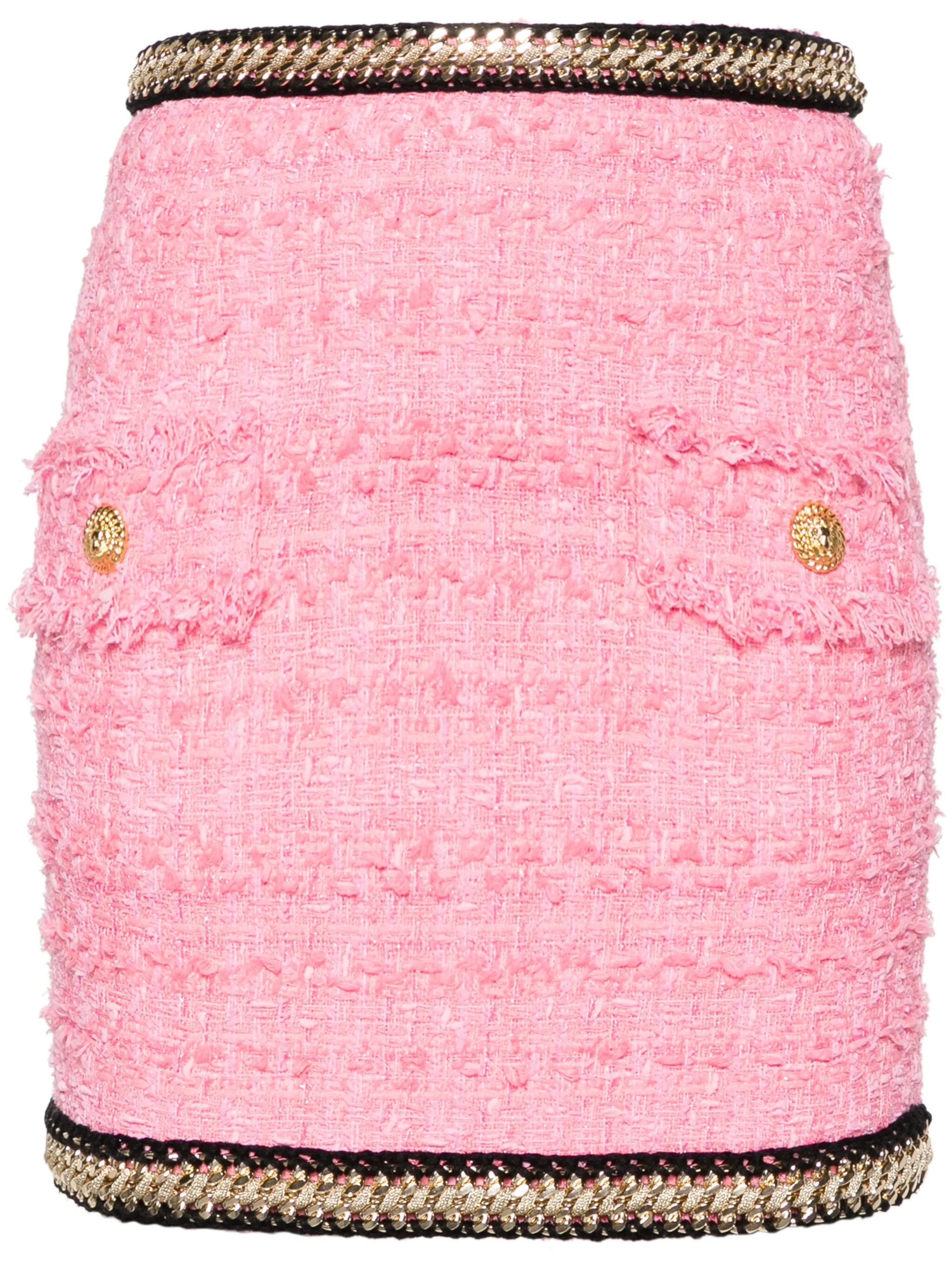 chain-embellished tweed miniskirt