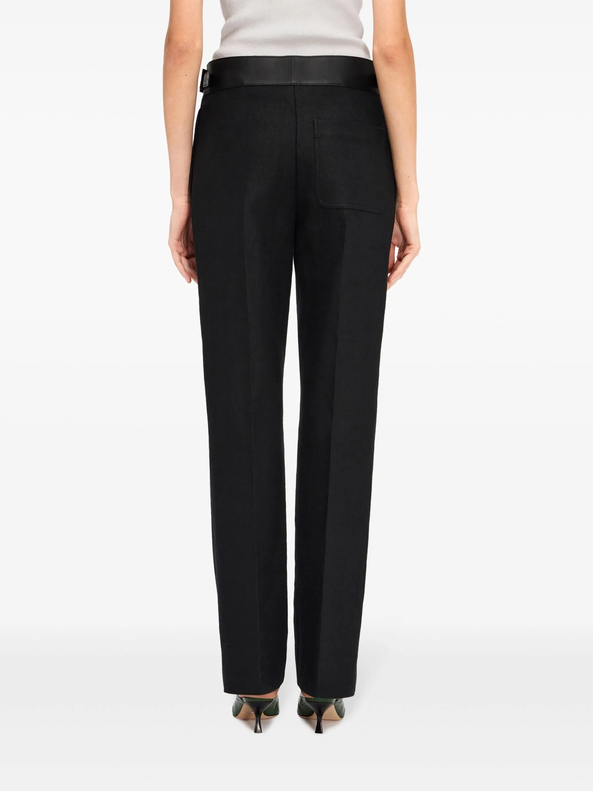 belted tailored linen trousers