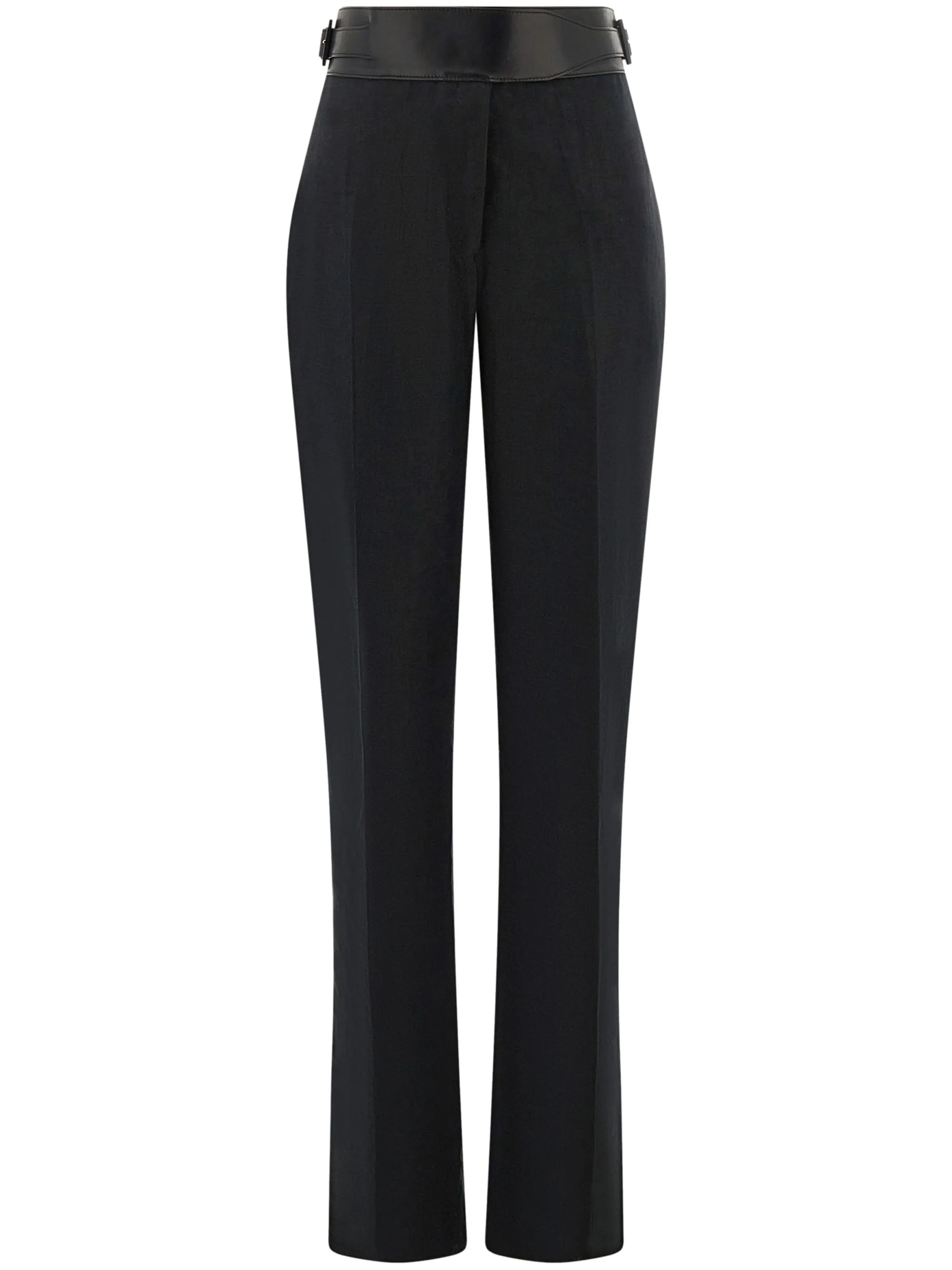 belted tailored linen trousers