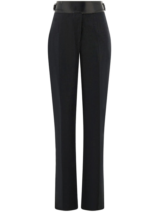 belted tailored linen trousers