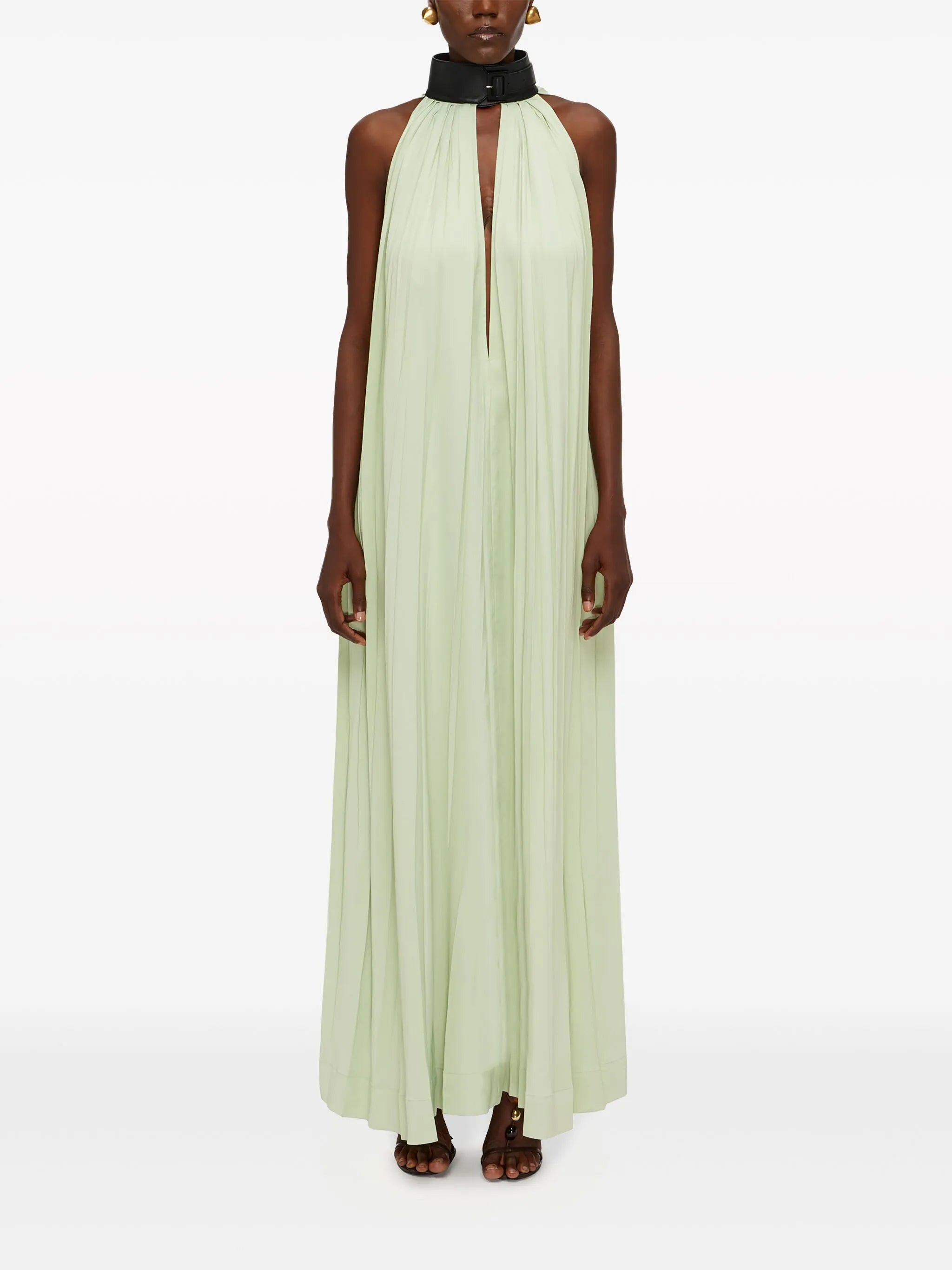 collar-detailed maxi dress