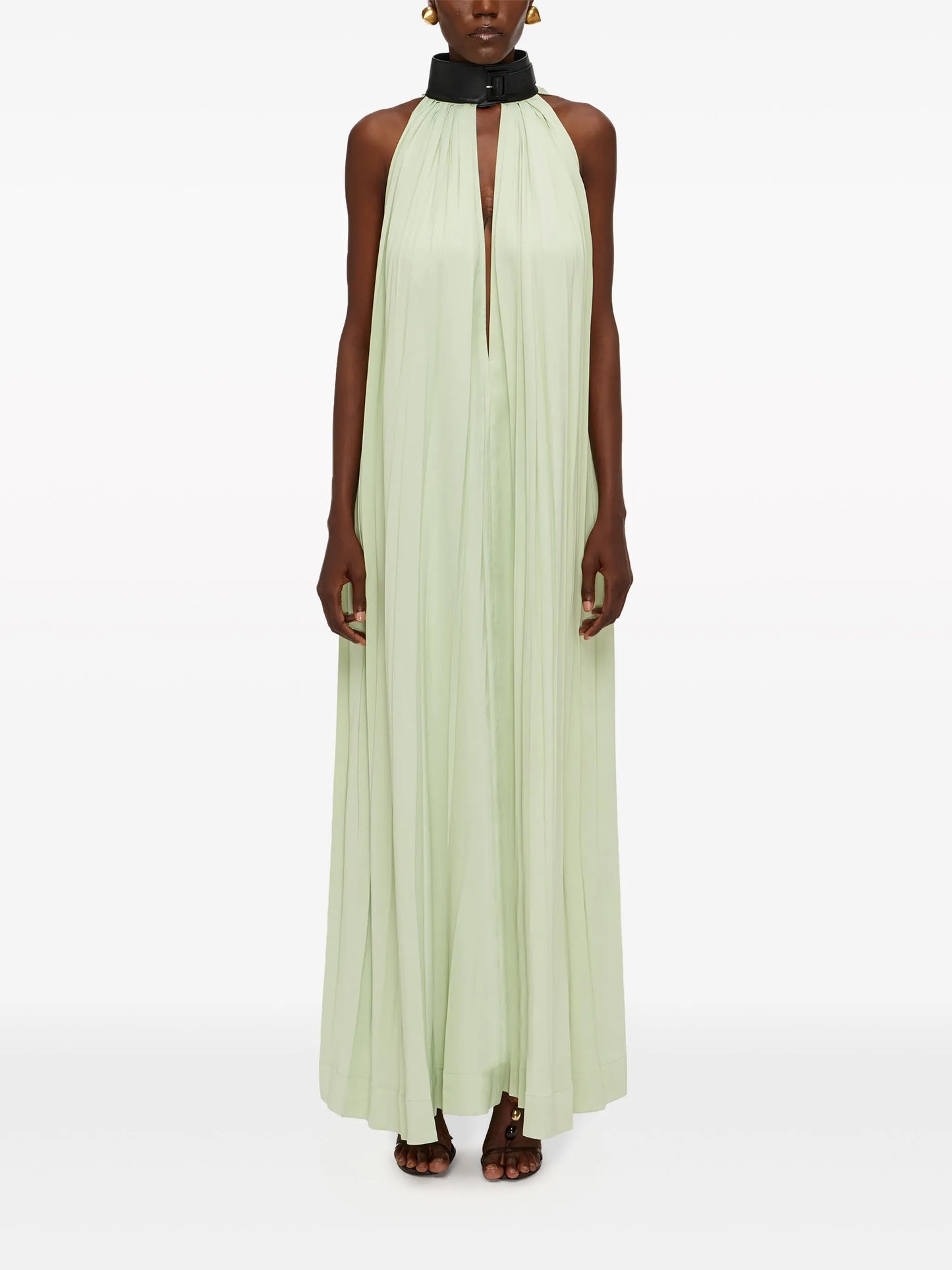 collar-detailed maxi dress