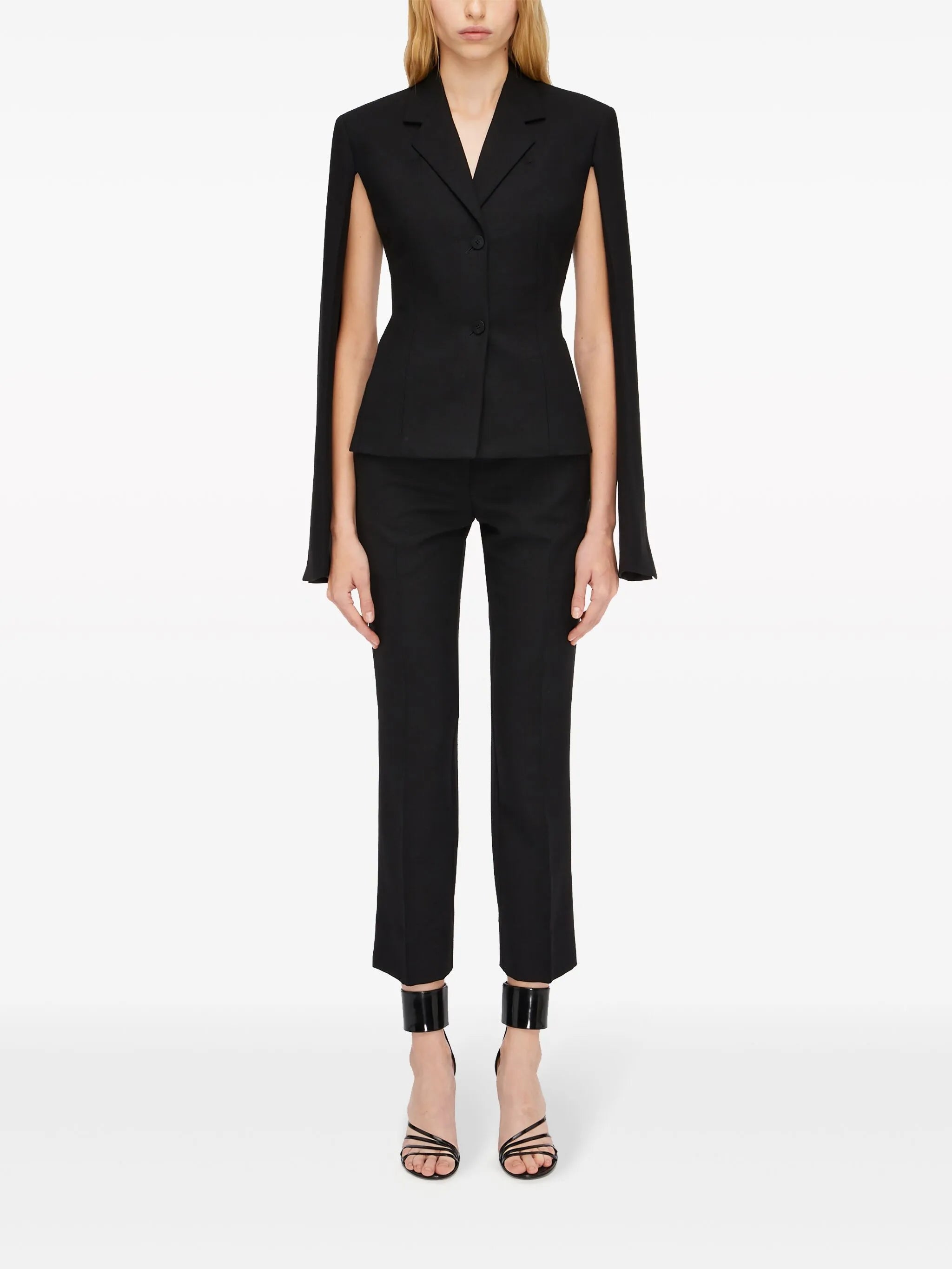 open-sleeves wool-blend blazer
