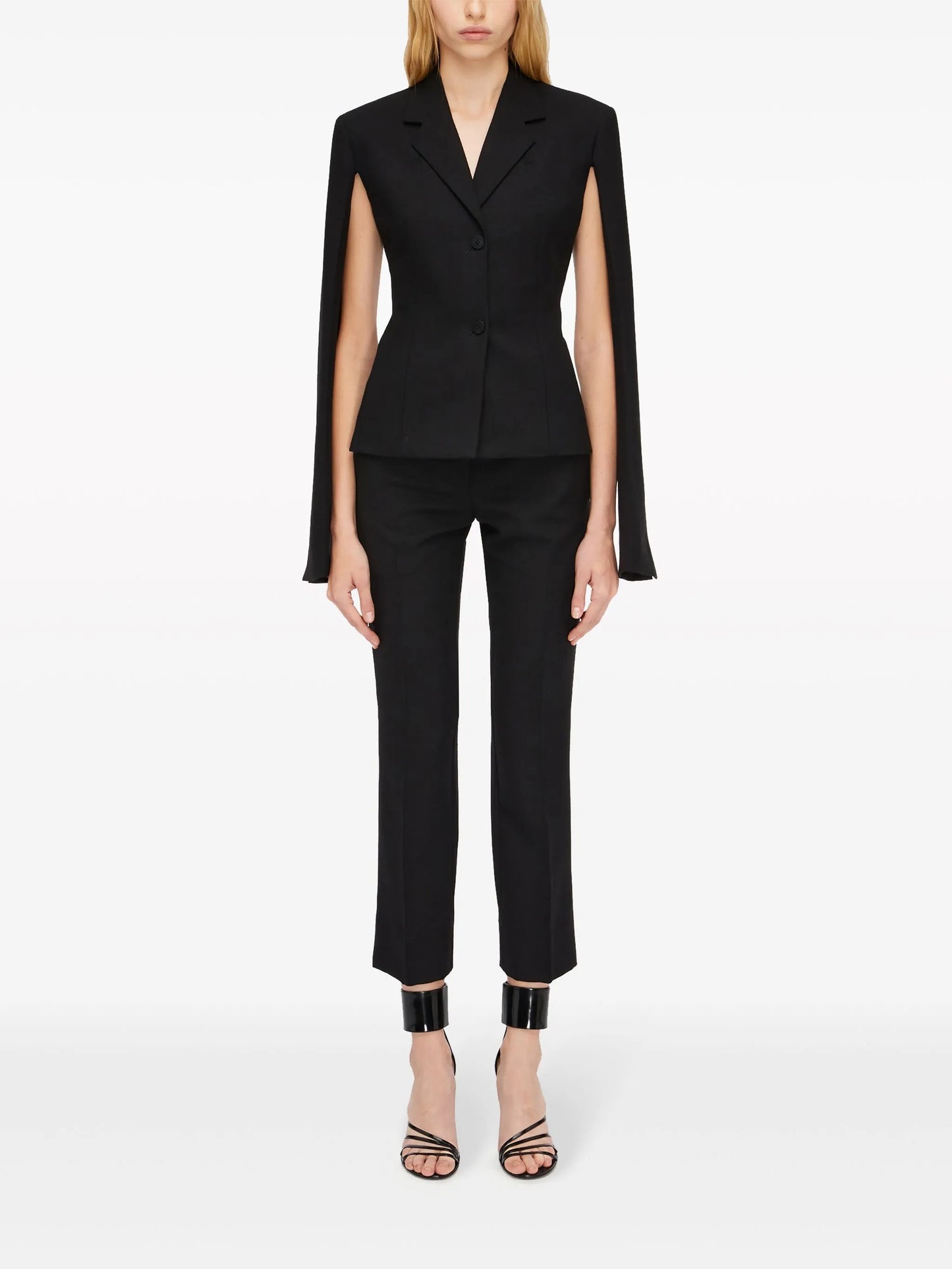 open-sleeves wool-blend blazer