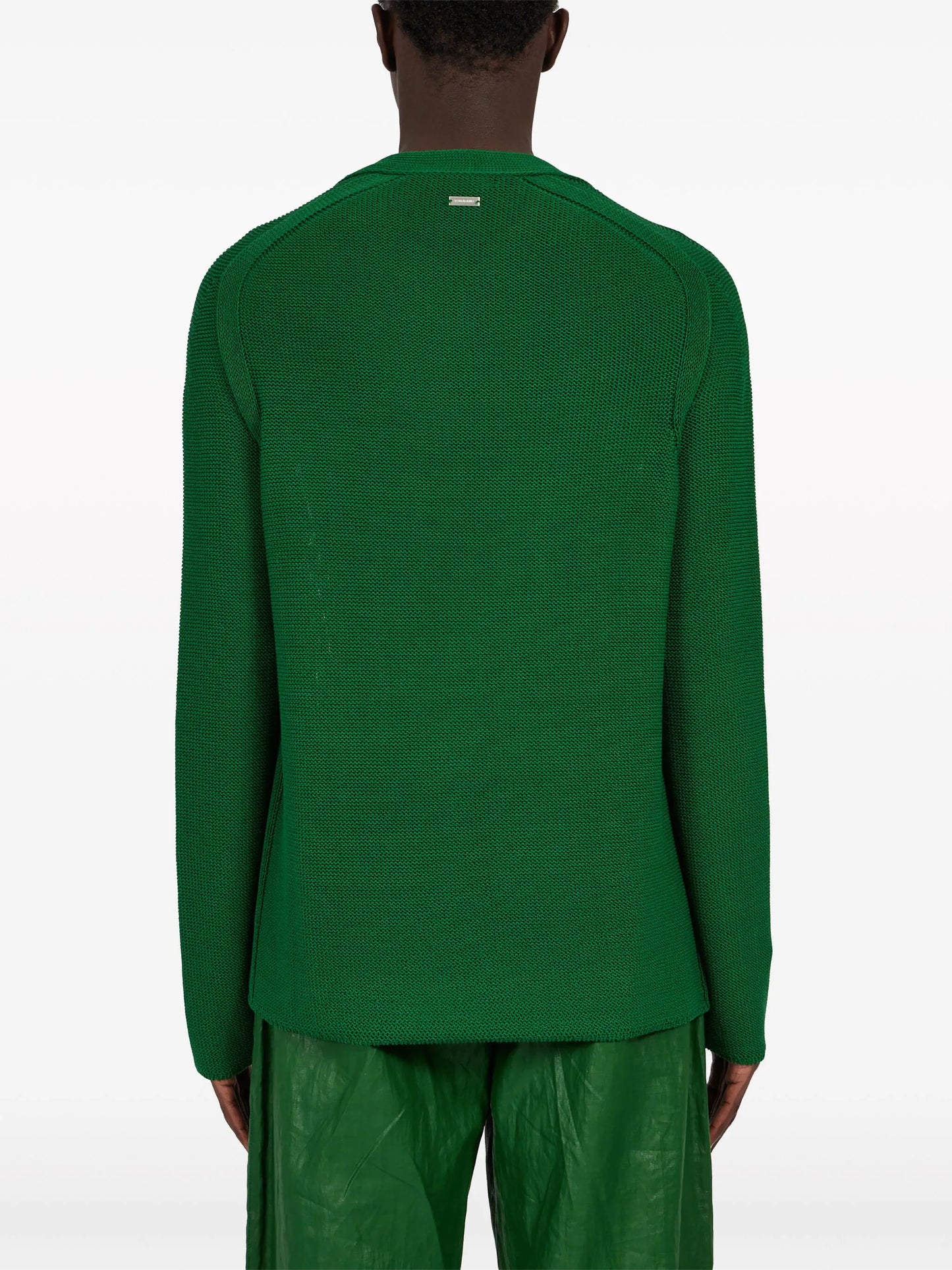 V-neck cotton-blend jumper