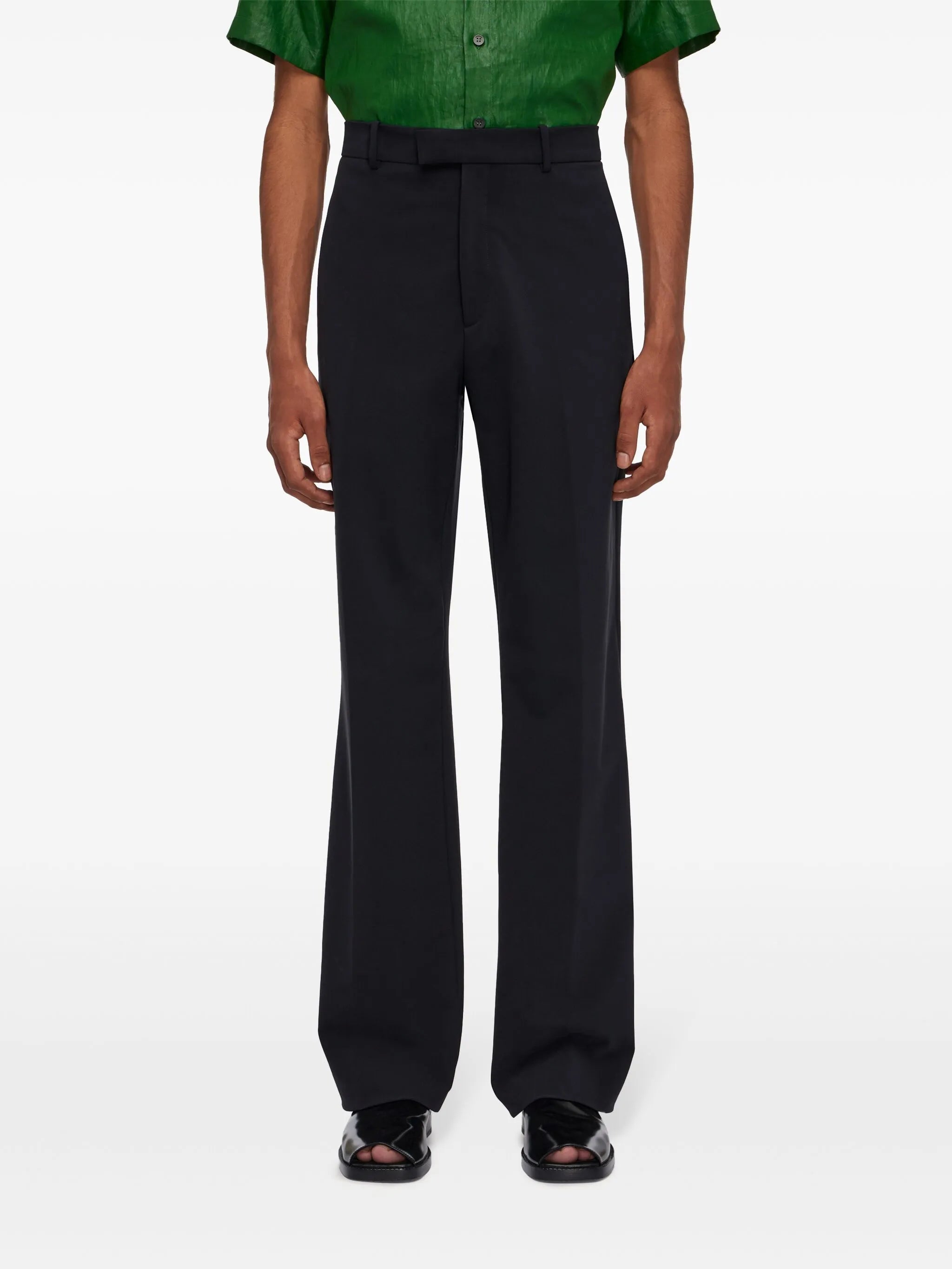 straight-leg cotton trousers