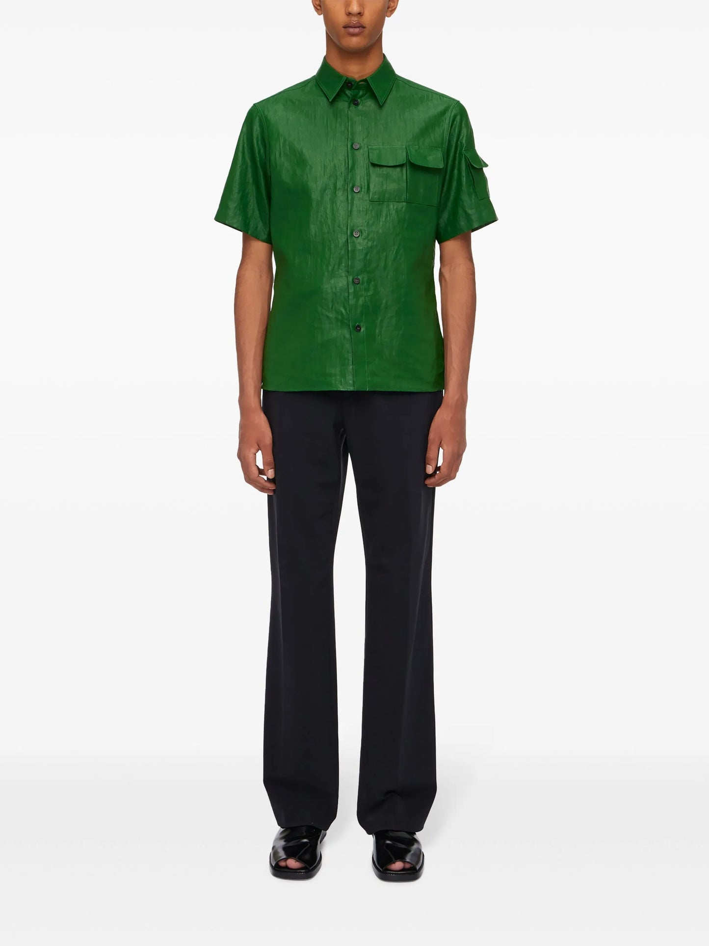 straight-leg cotton trousers