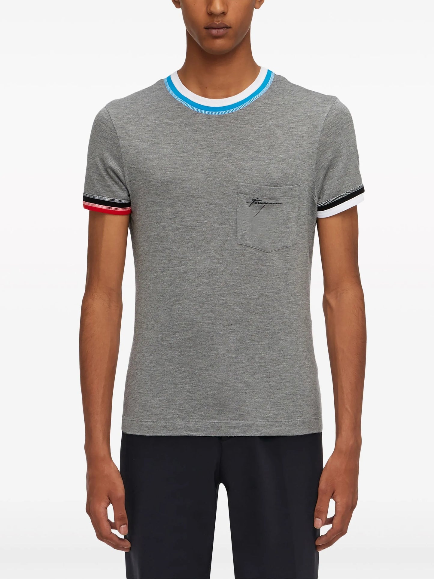 colour-block trim T-shirt