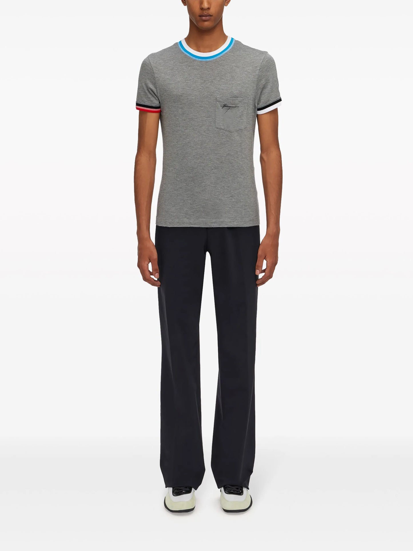 colour-block trim T-shirt