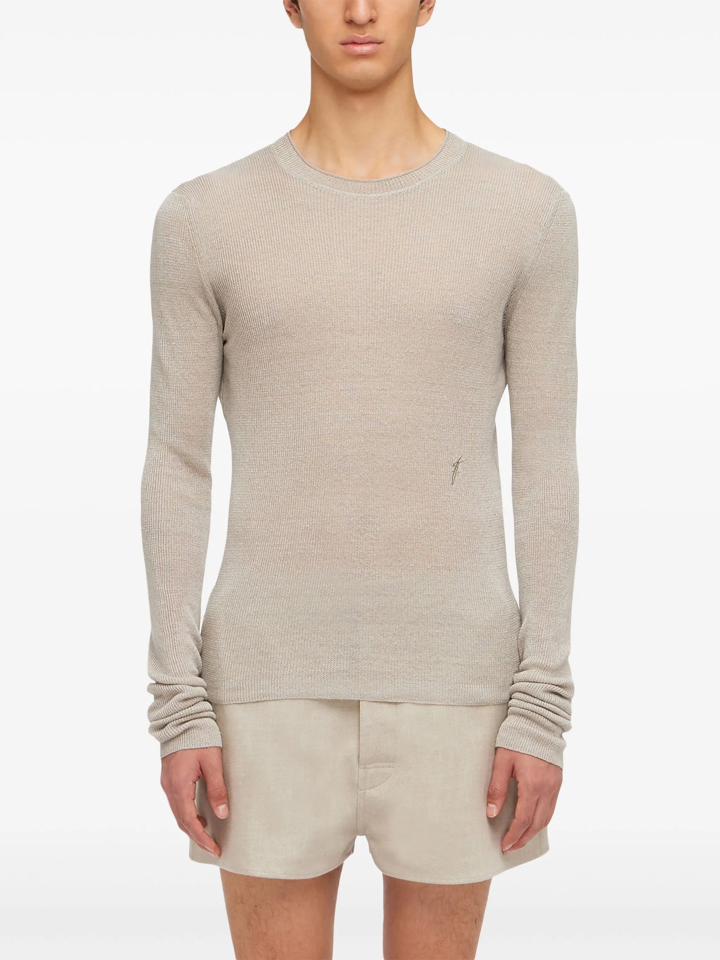 logo-embroidered ribbed-knit jumper
