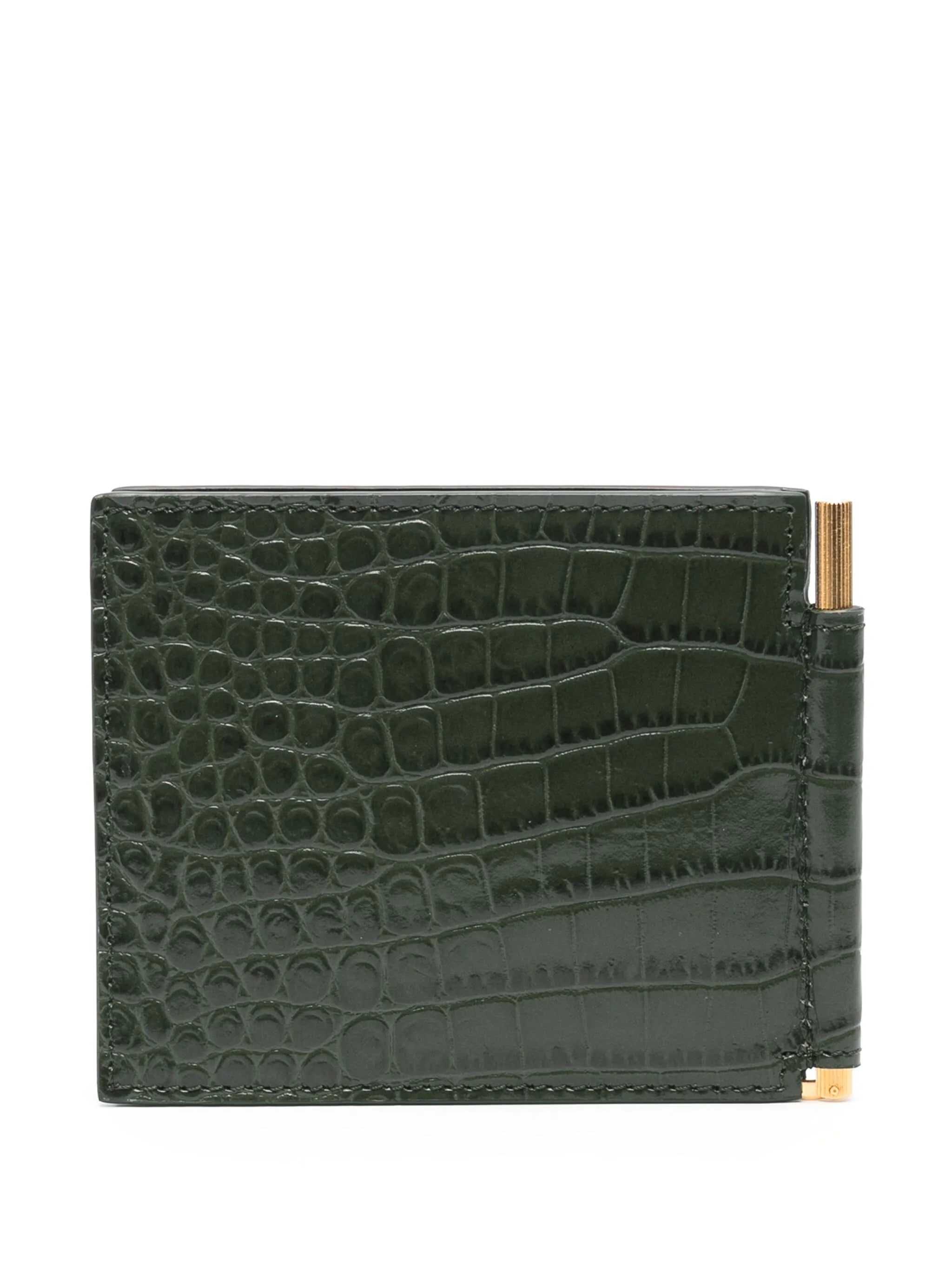 crocodile-effect leather wallet
