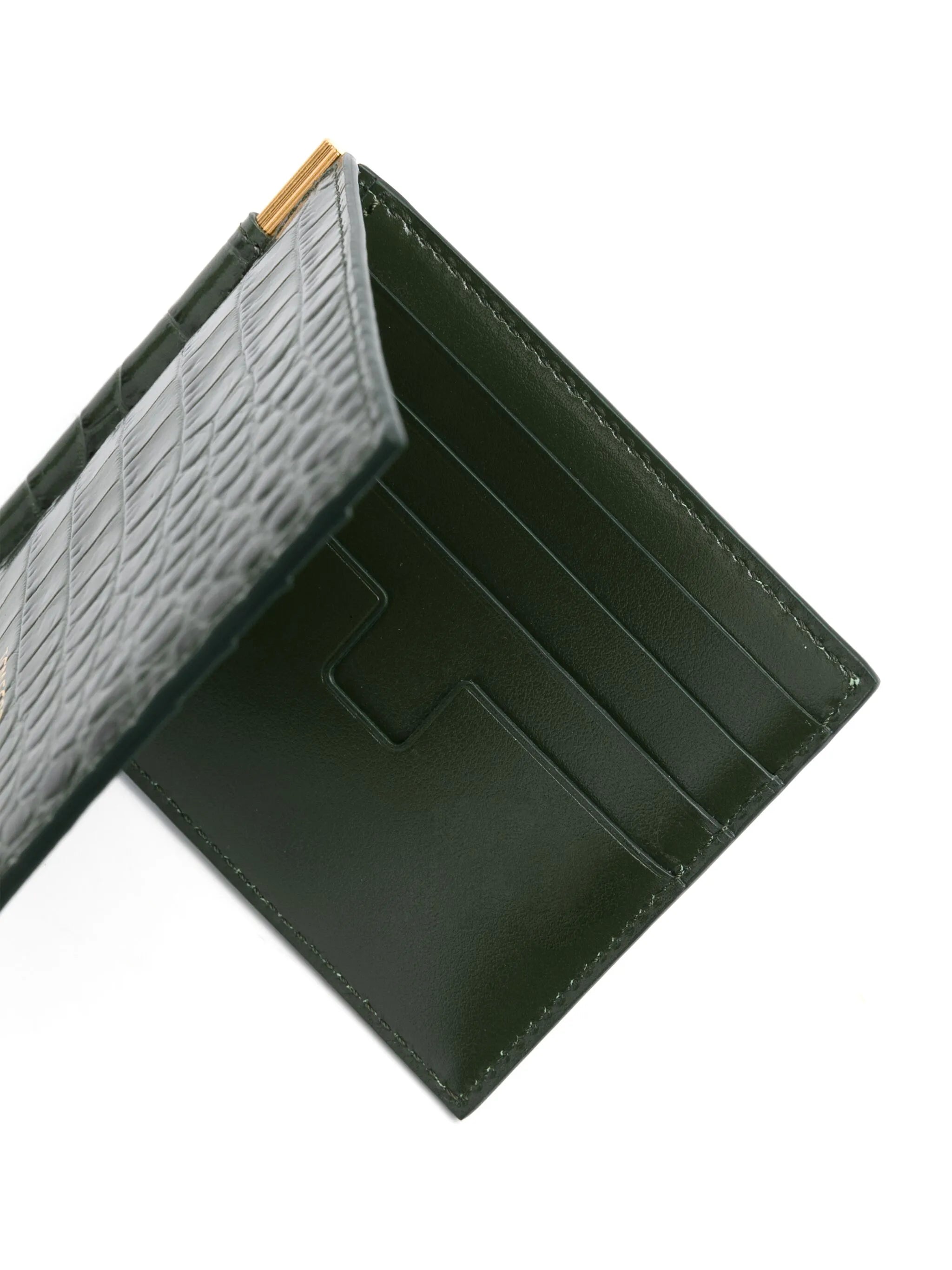 crocodile-effect leather wallet