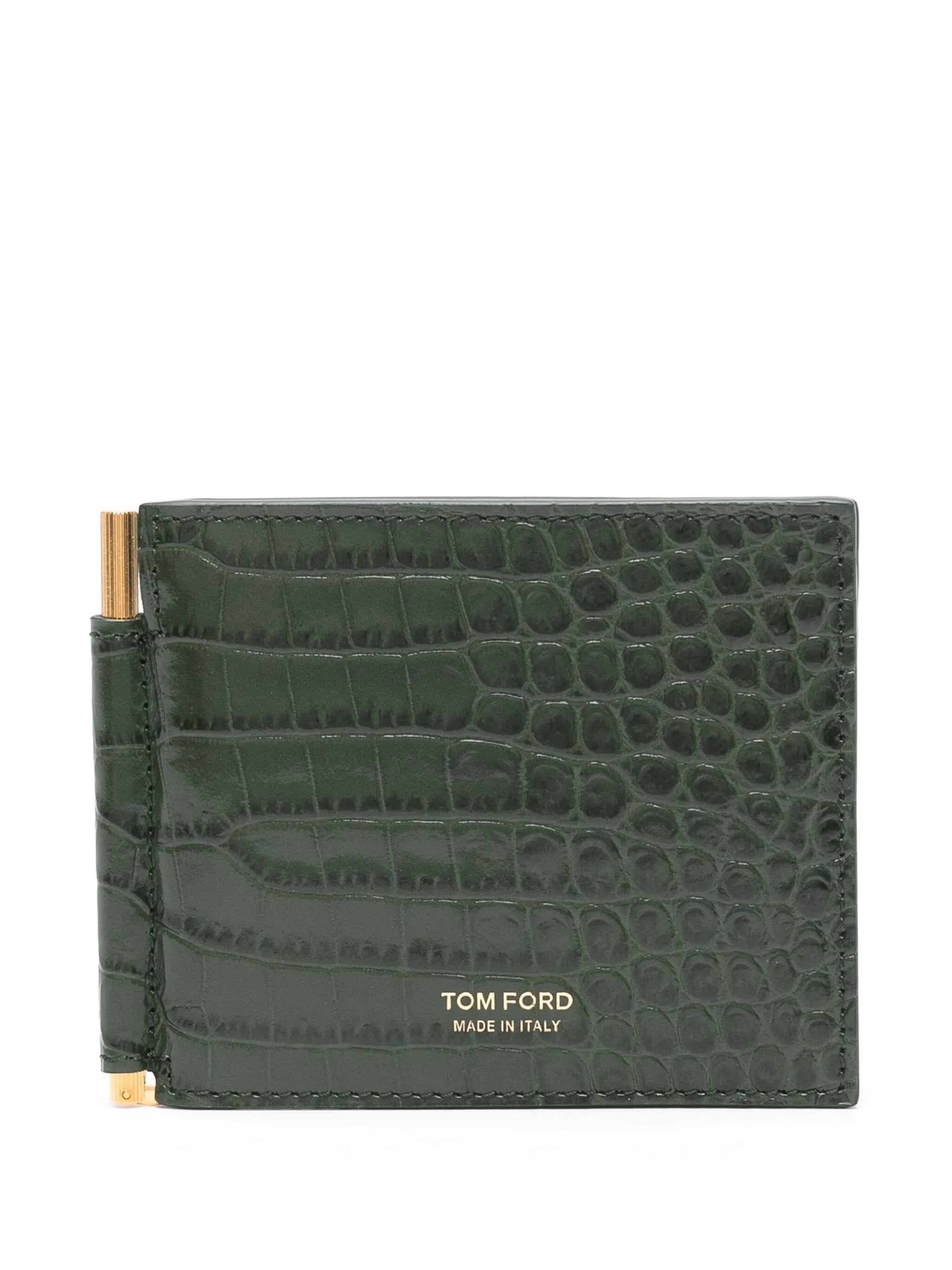 crocodile-effect leather wallet