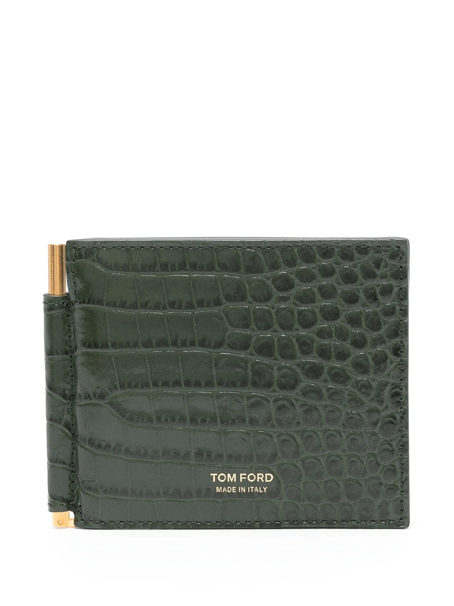 crocodile-effect leather wallet