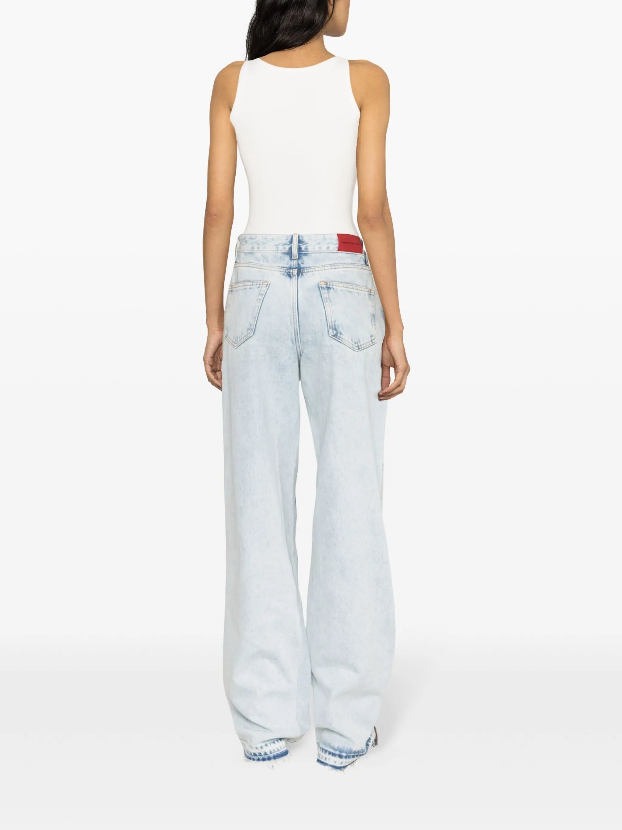mid-rise studded wide-leg jeans