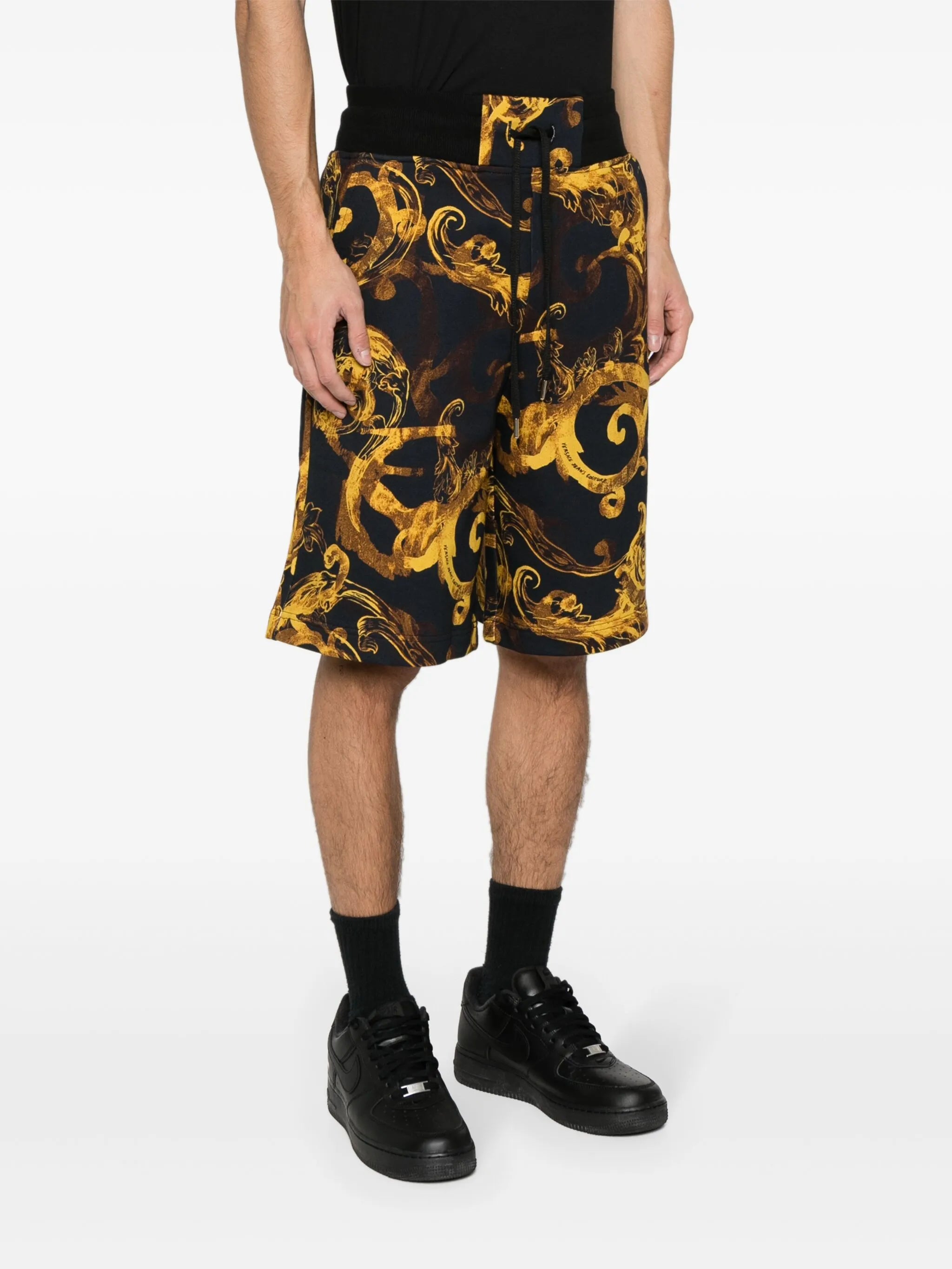 Barocco-print cotton track shorts