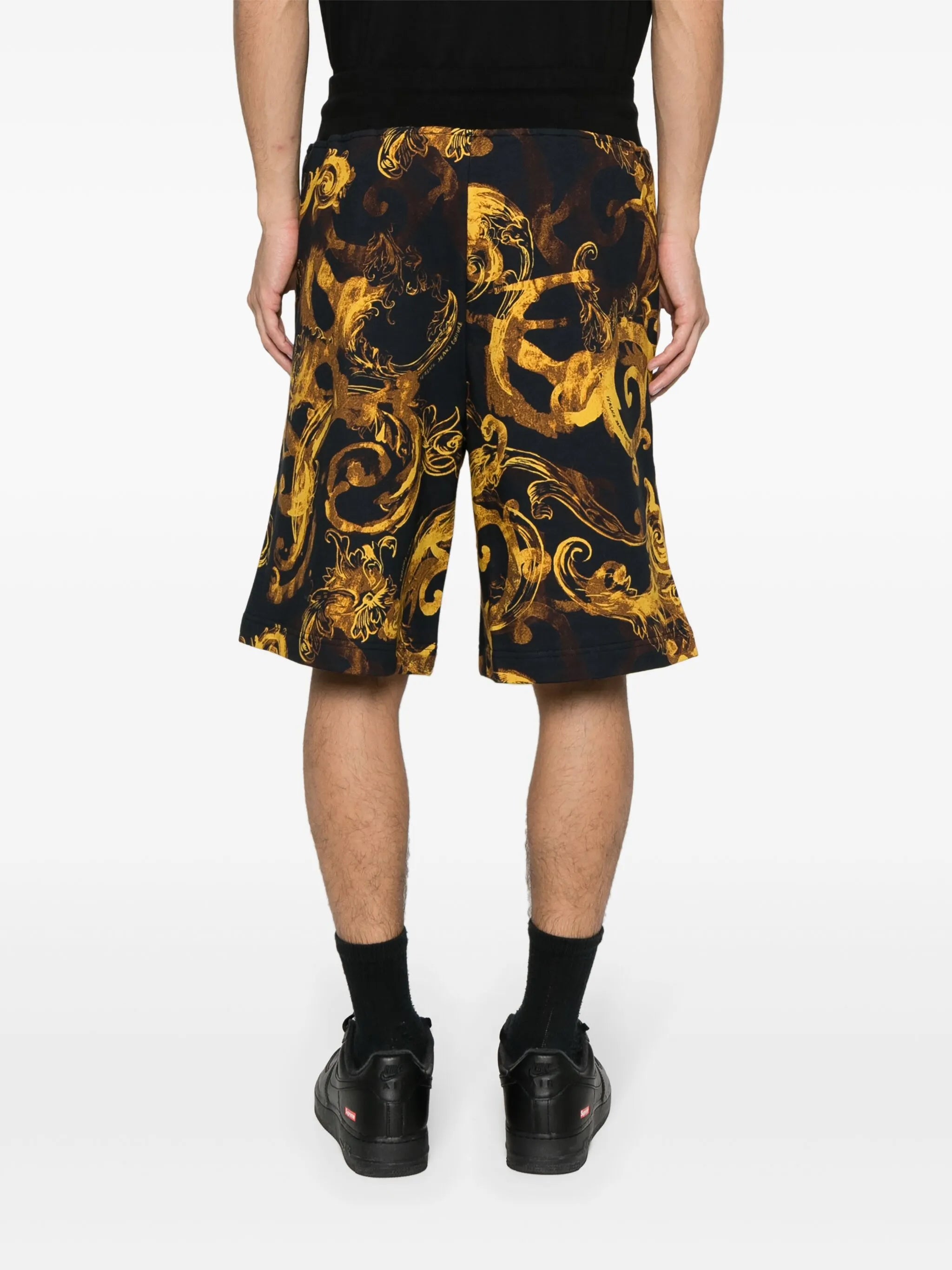Barocco-print cotton track shorts