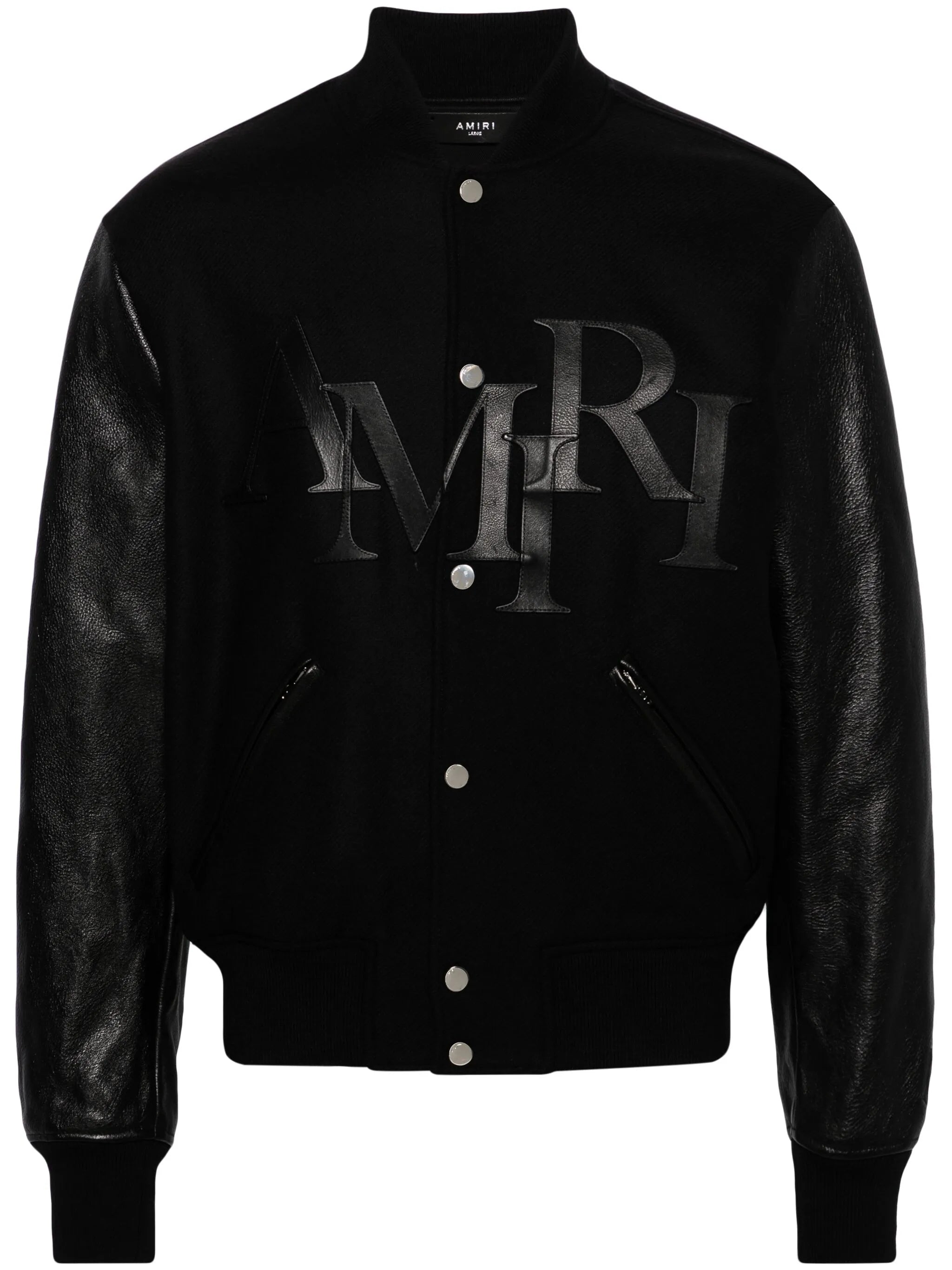 Staggered logo varsity jacket