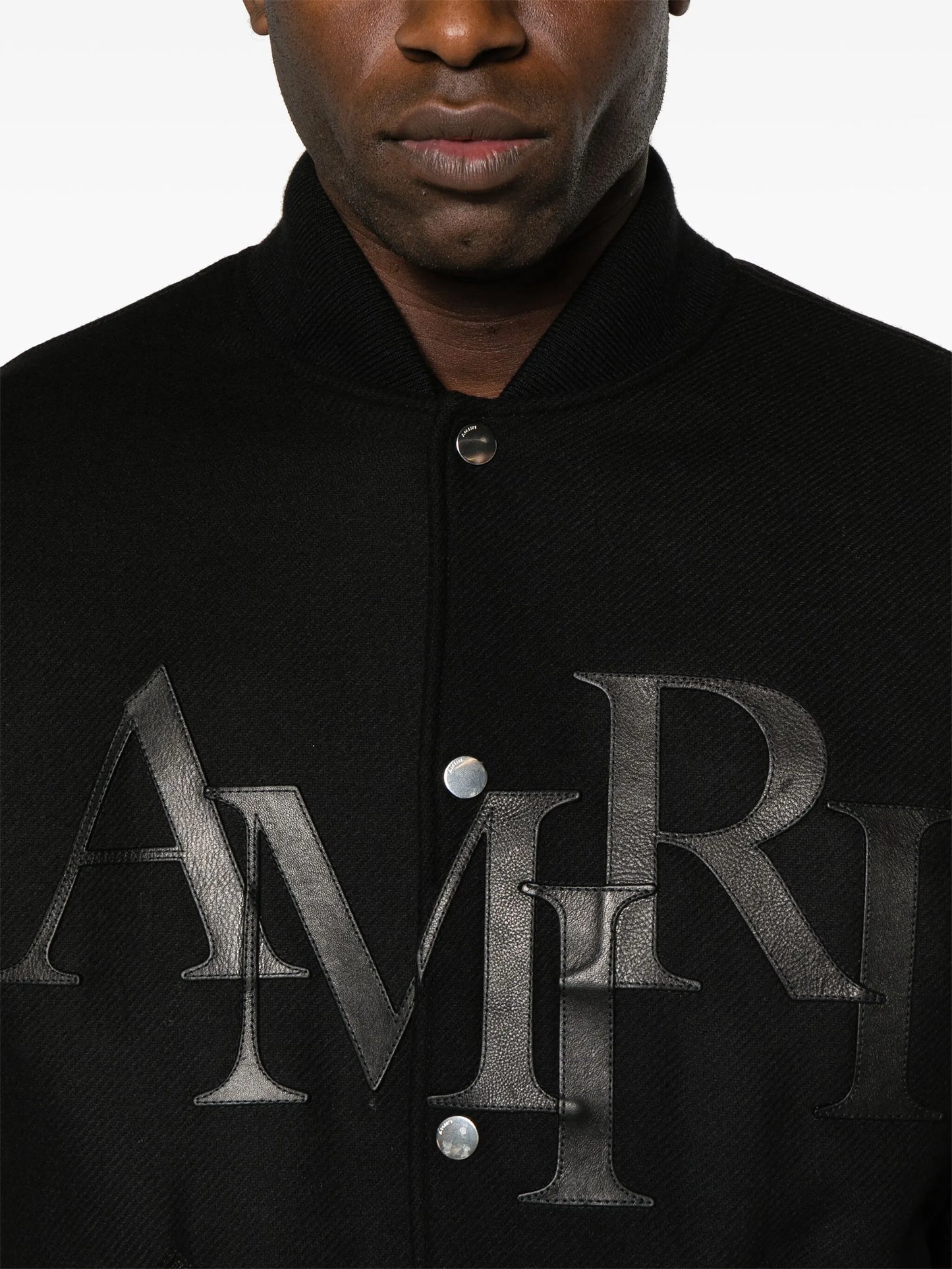 Staggered logo varsity jacket
