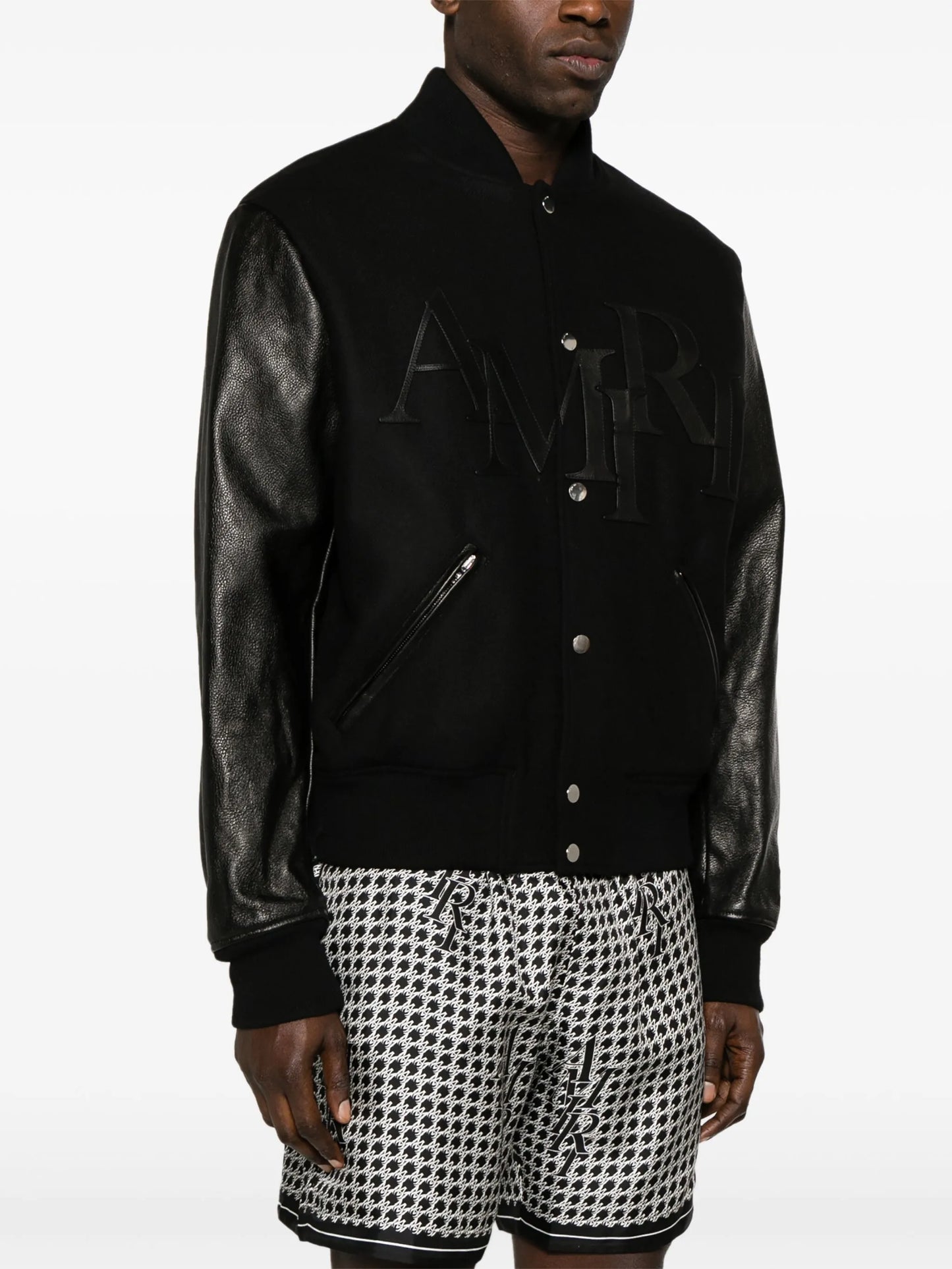 Staggered logo varsity jacket