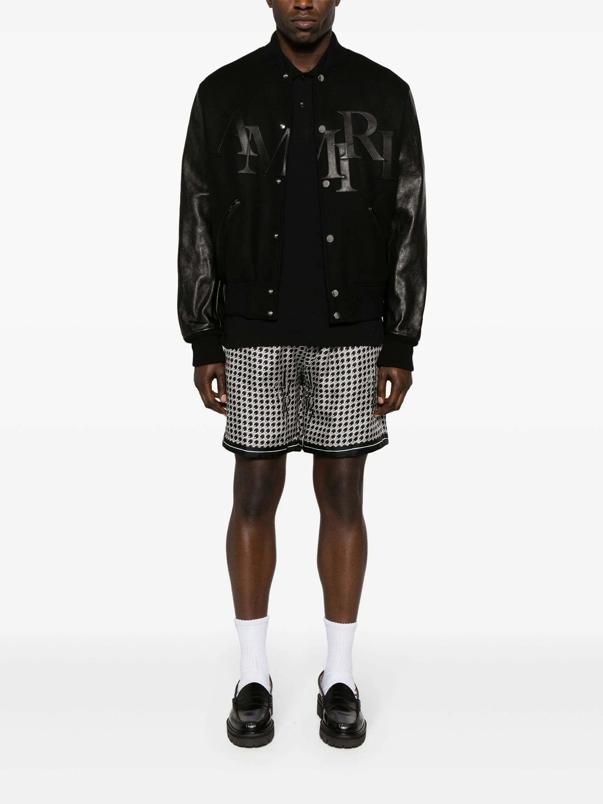 Staggered logo varsity jacket