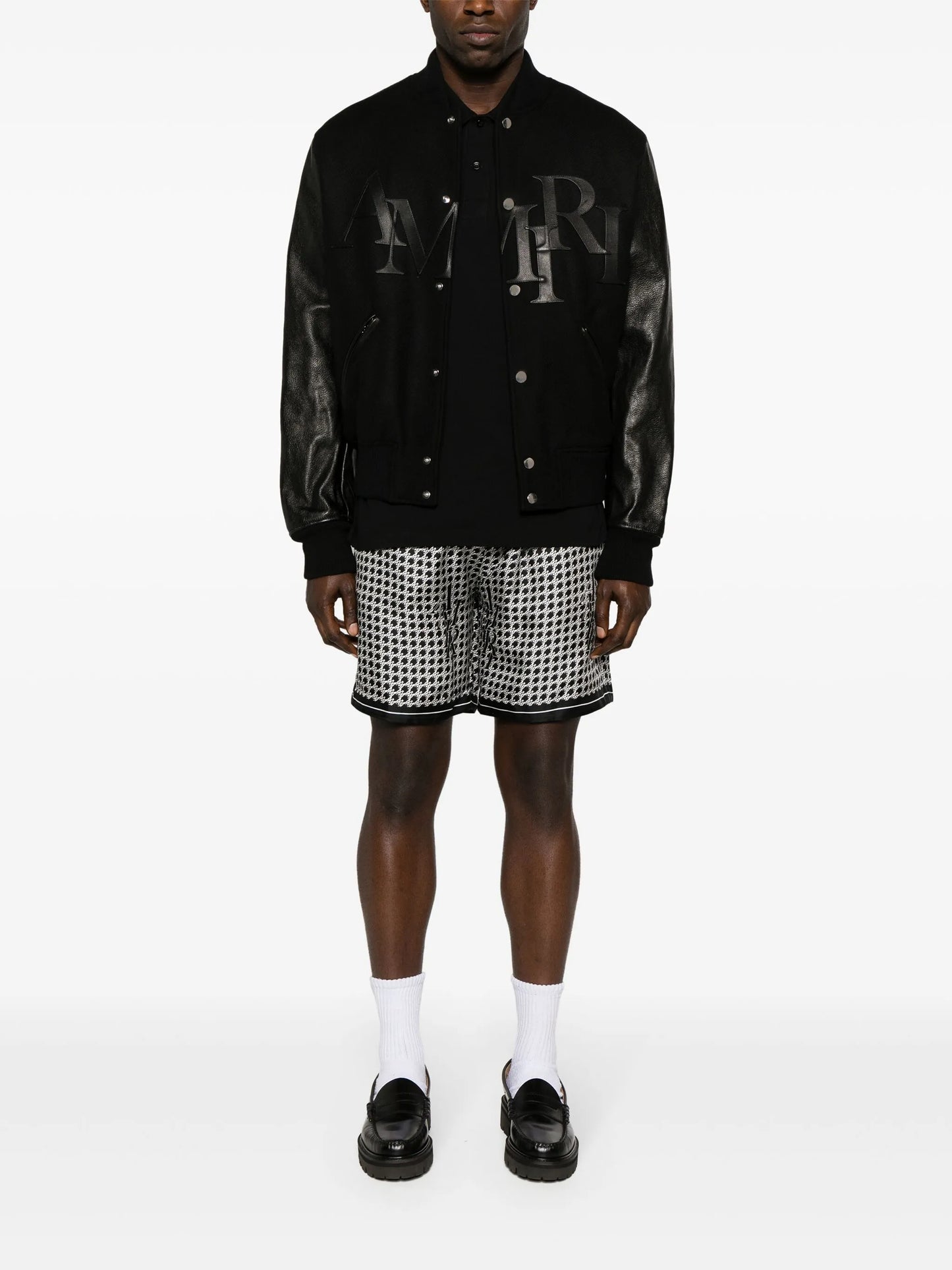 Staggered logo varsity jacket