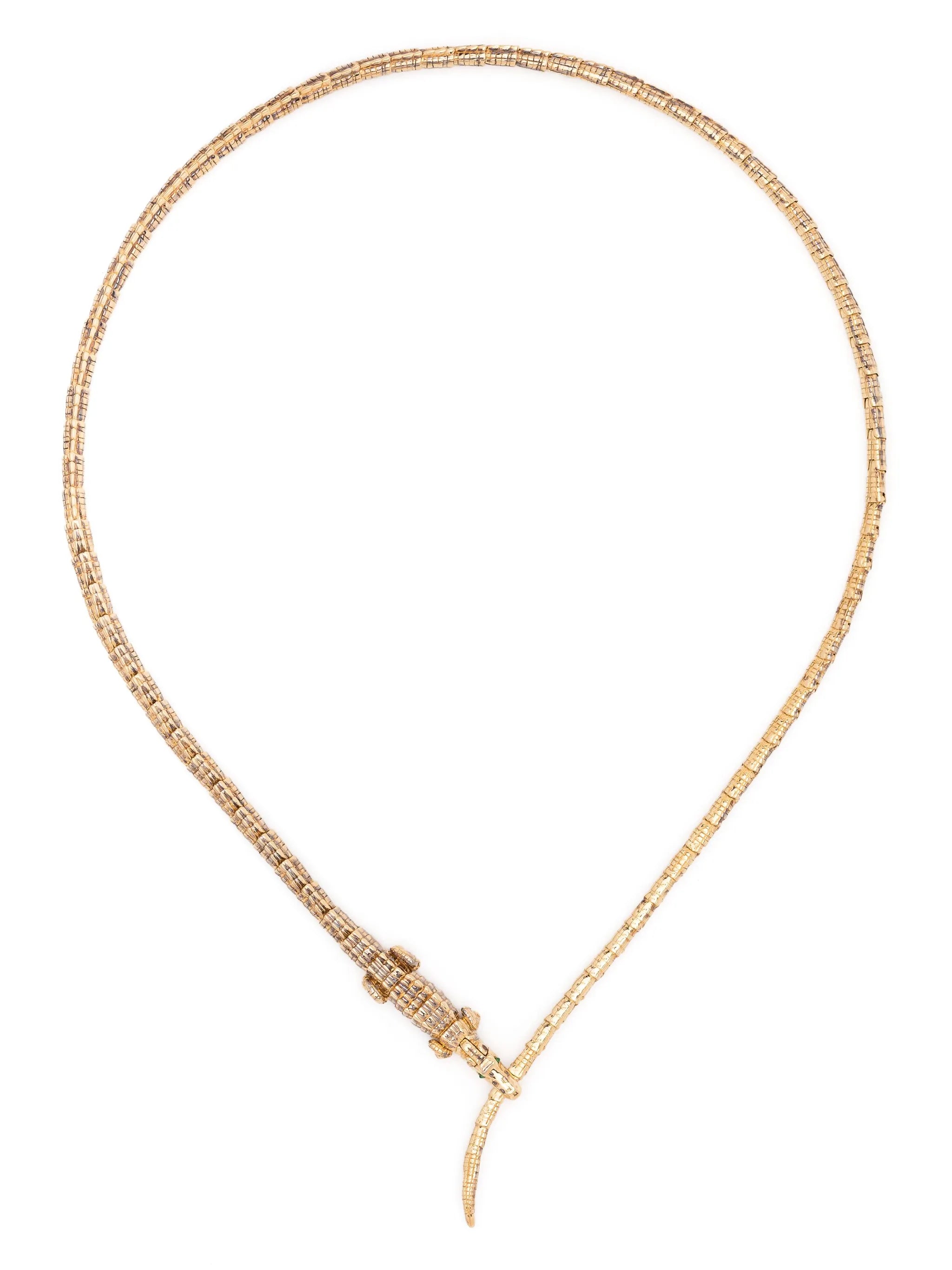 18kt yellow gold Alligator Wrap tsavorite neckace