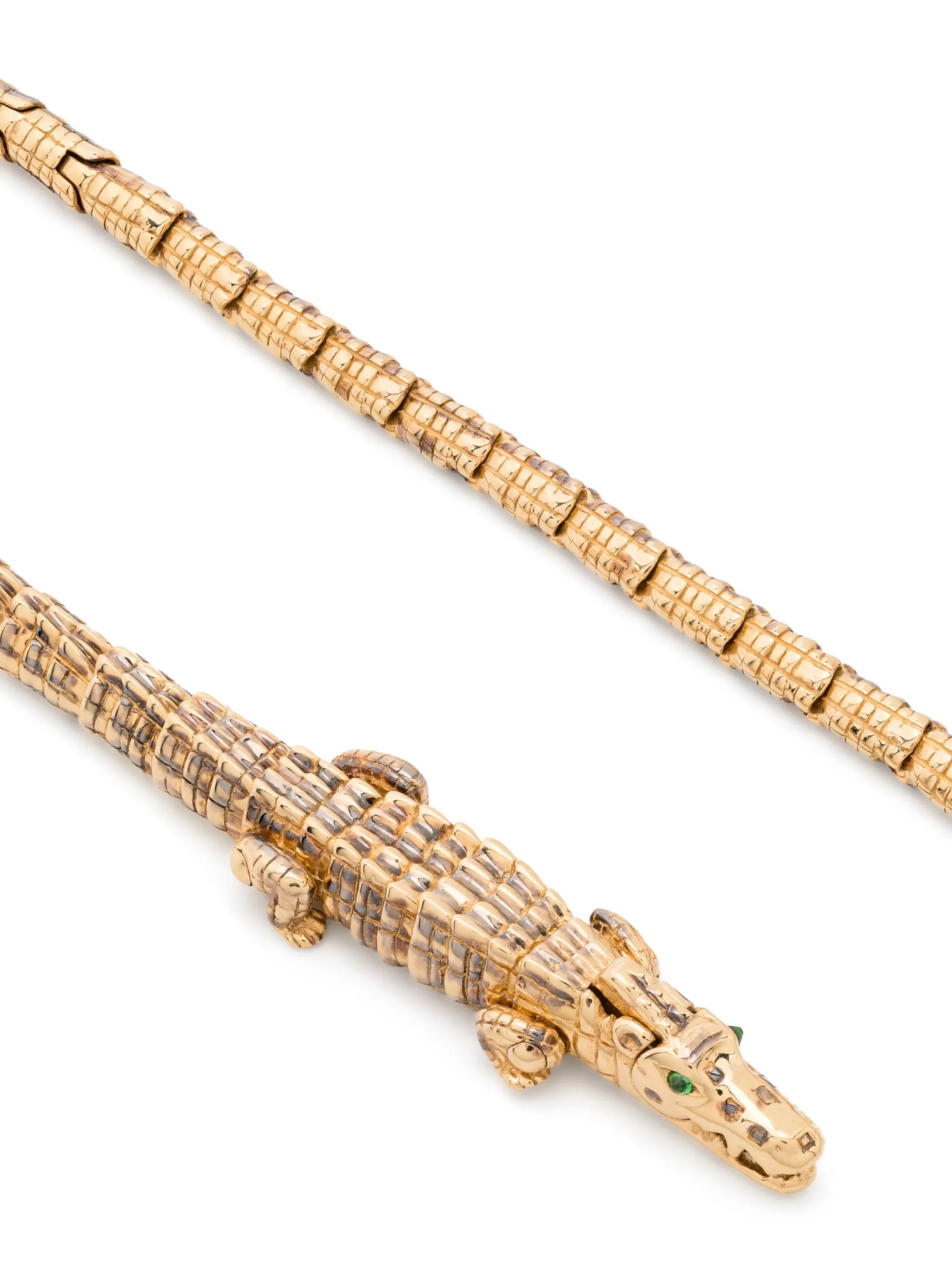 18kt yellow gold Alligator Wrap tsavorite neckace