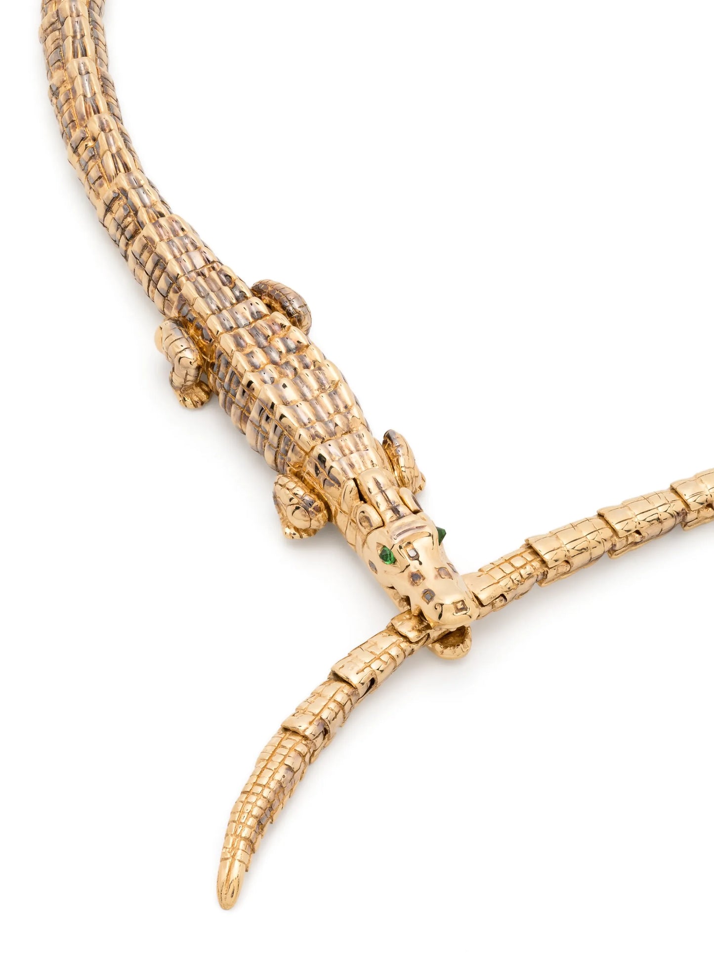 18kt yellow gold Alligator Wrap tsavorite neckace