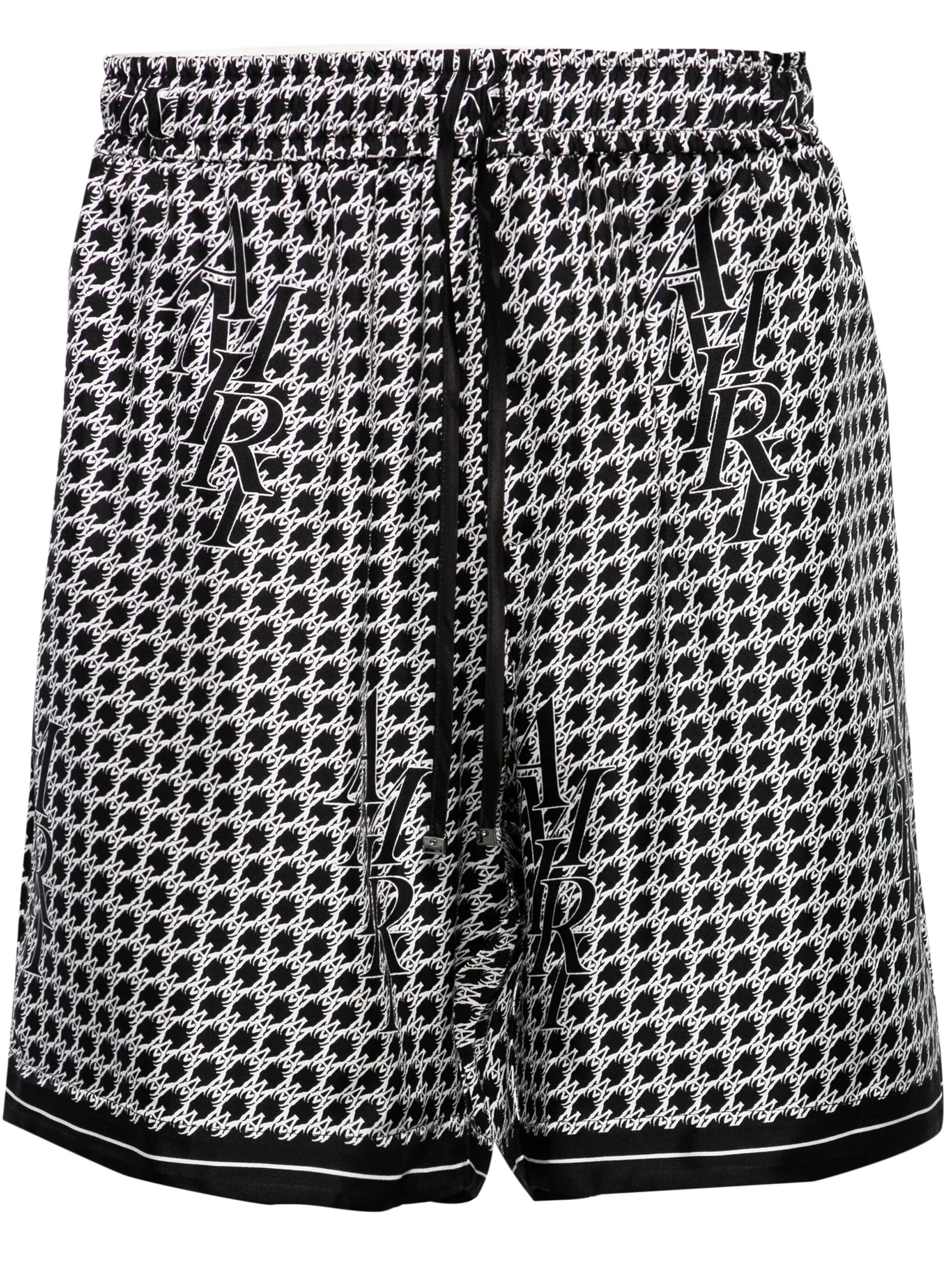 Staggard printed silk shorts