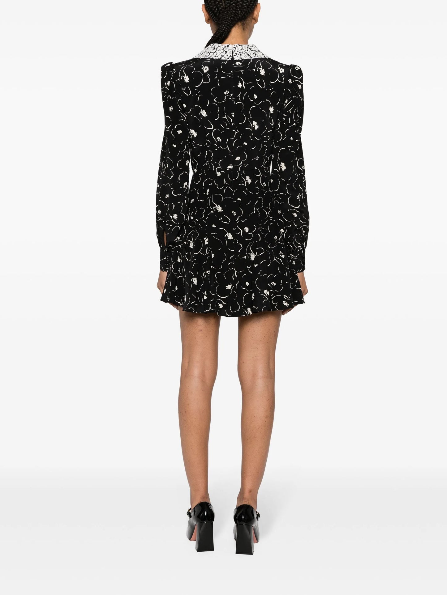 floral-print silk mini dress