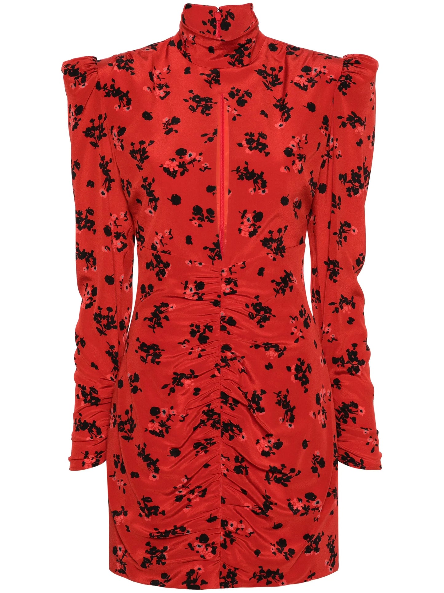 floral-print silk mini dress