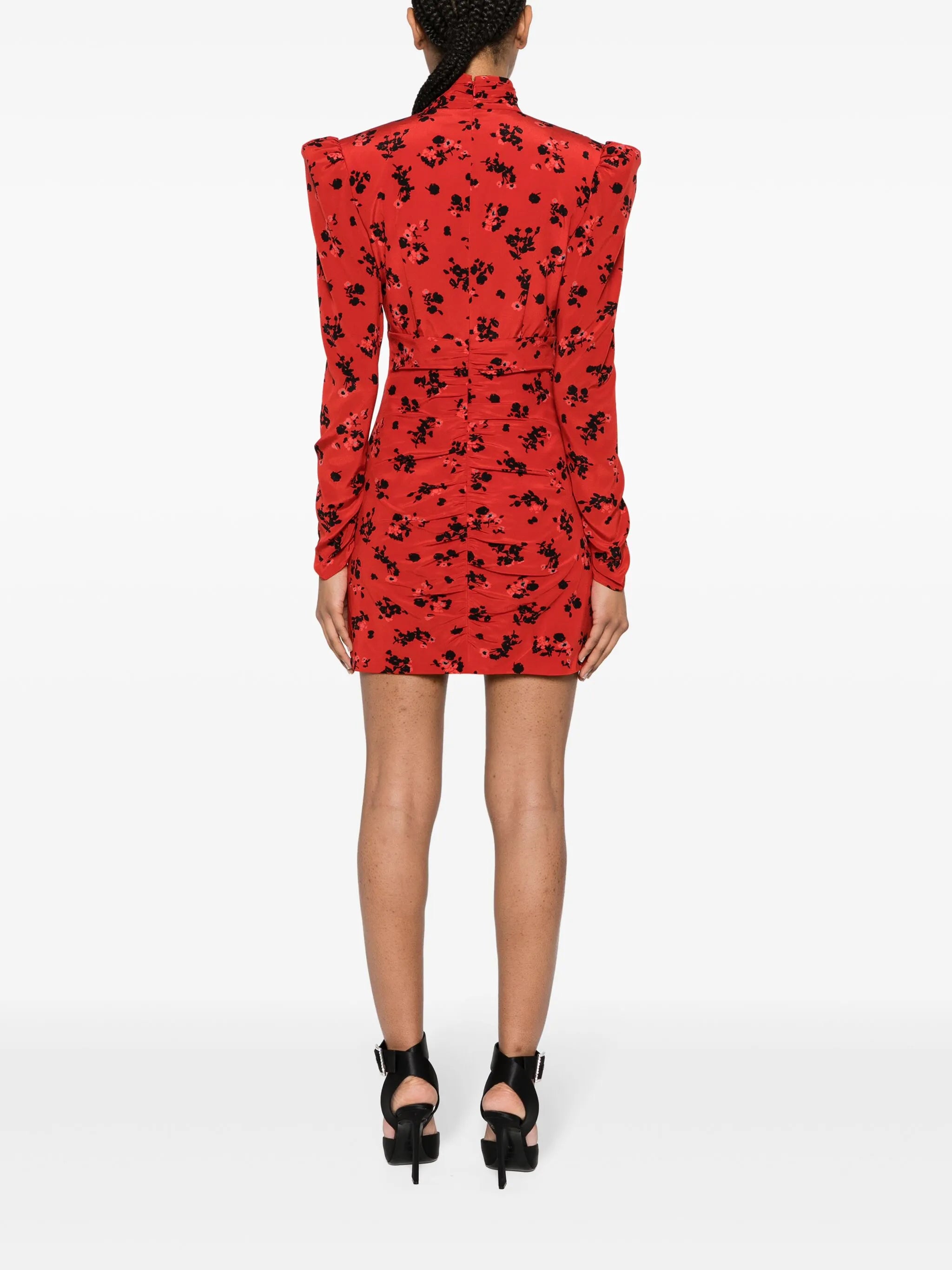 floral-print silk mini dress