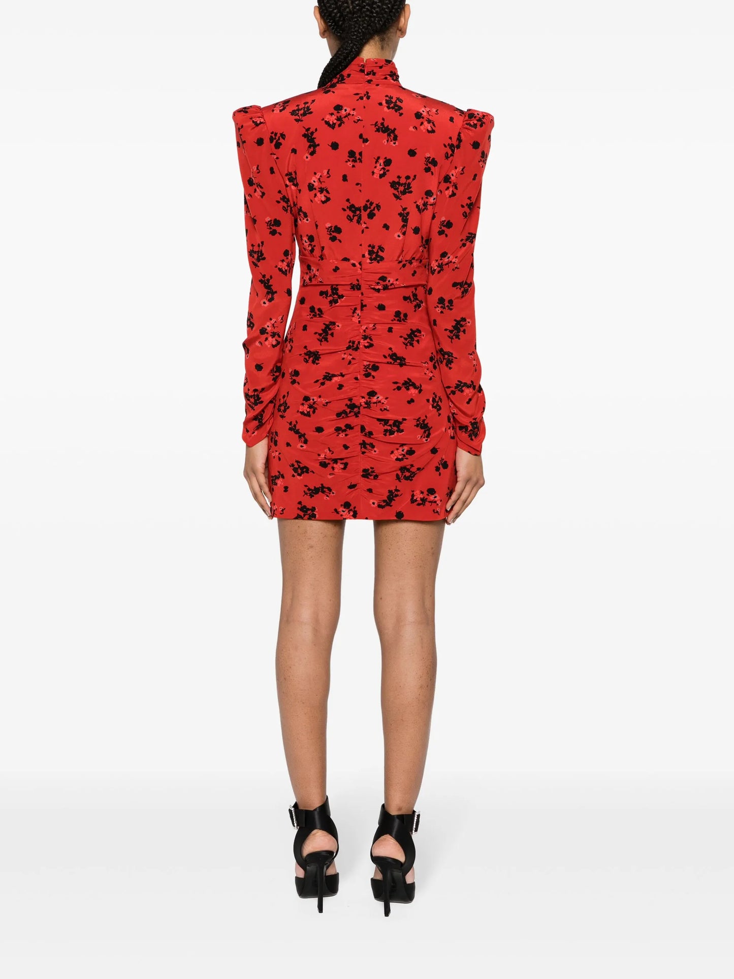 floral-print silk mini dress