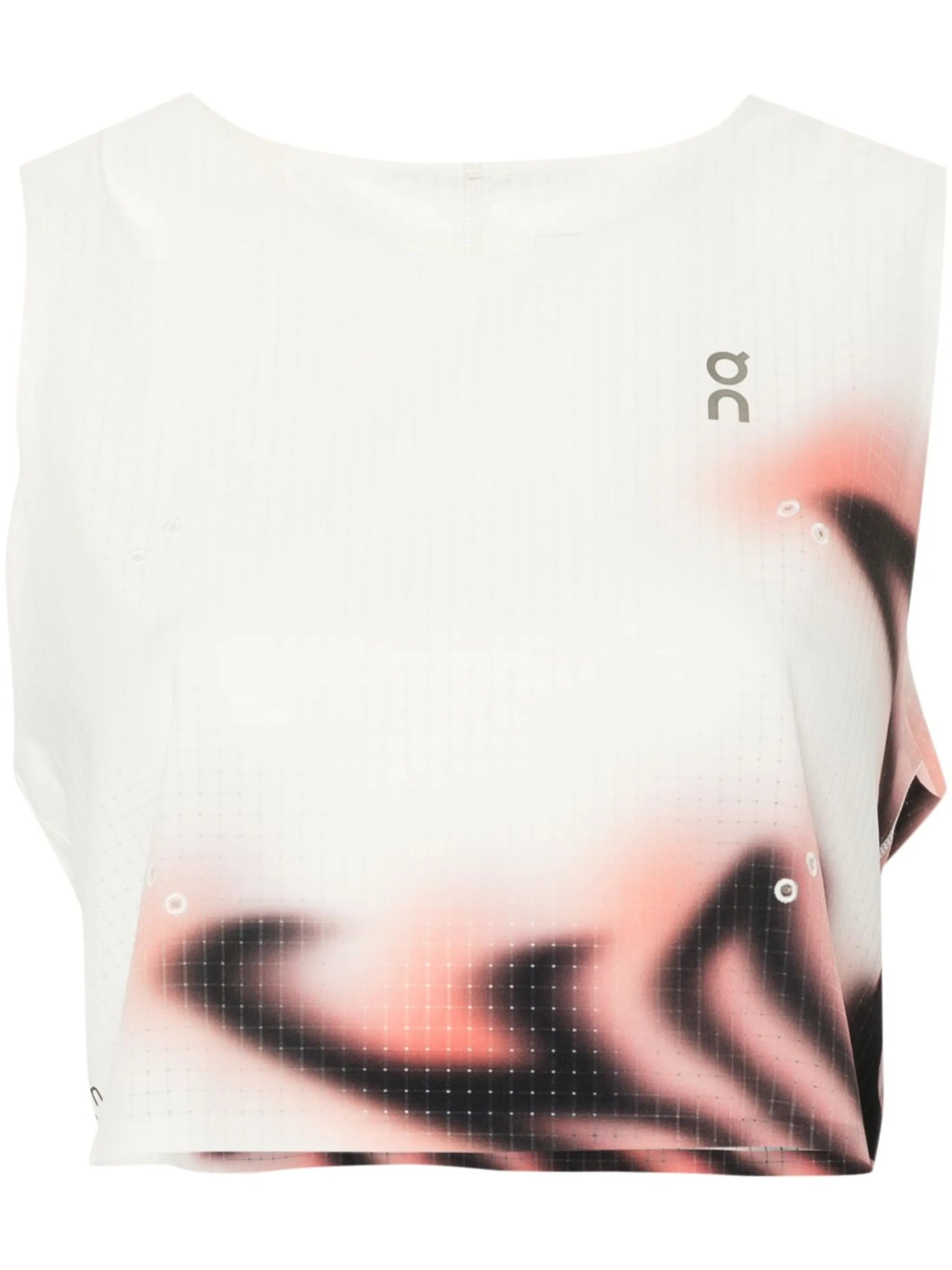 windowpane-print sleeveless performance top