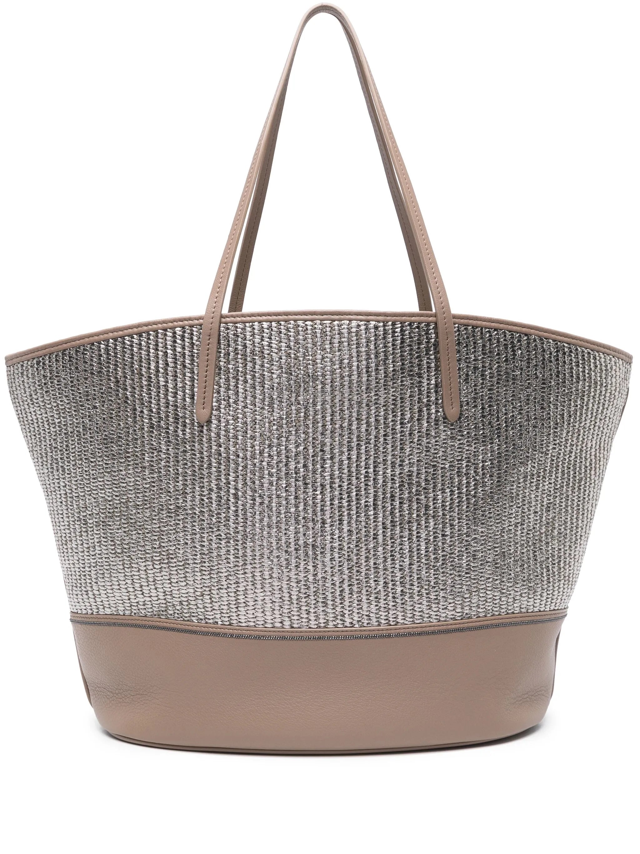 metallic raffia tote bag