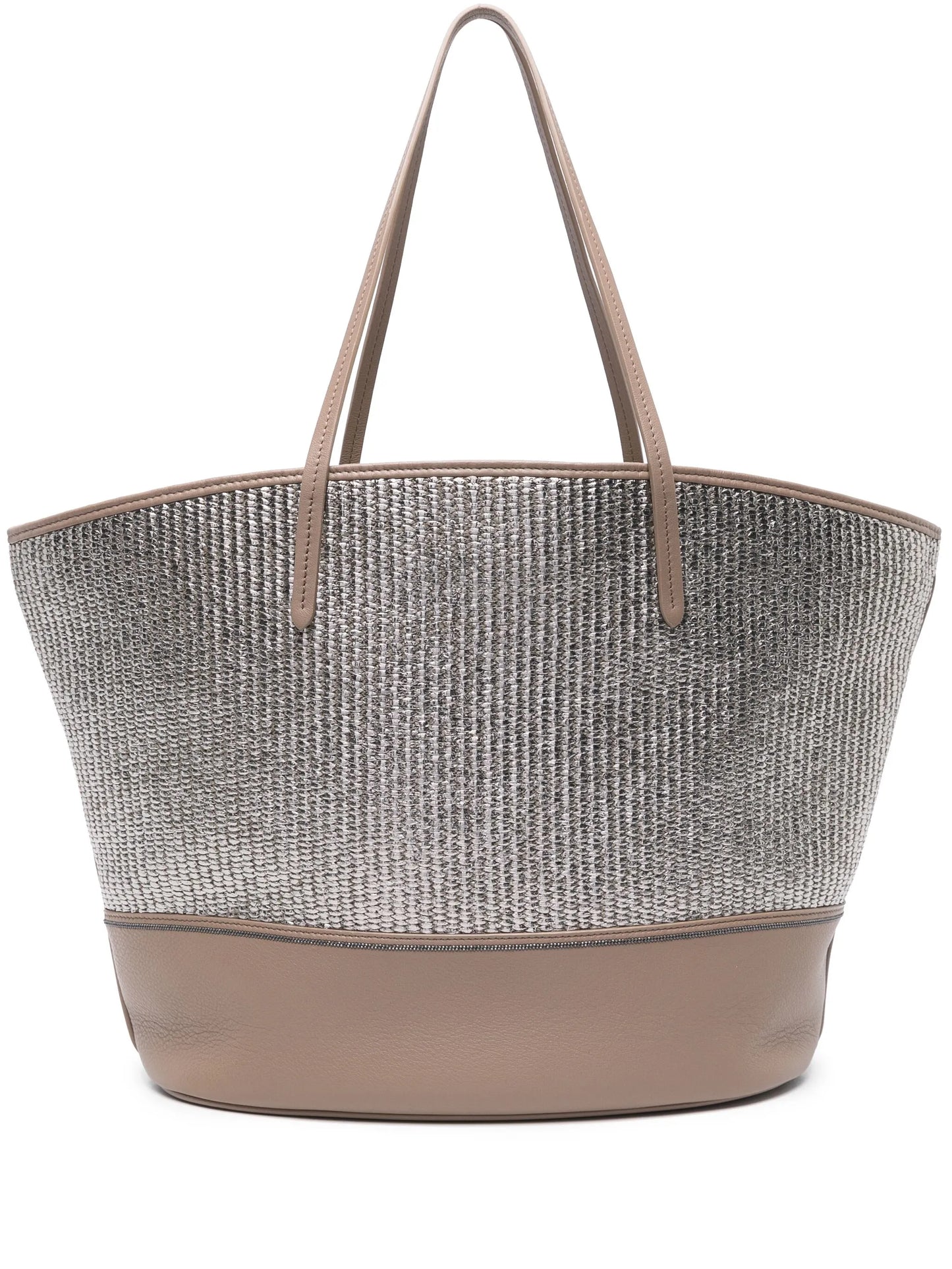 metallic raffia tote bag