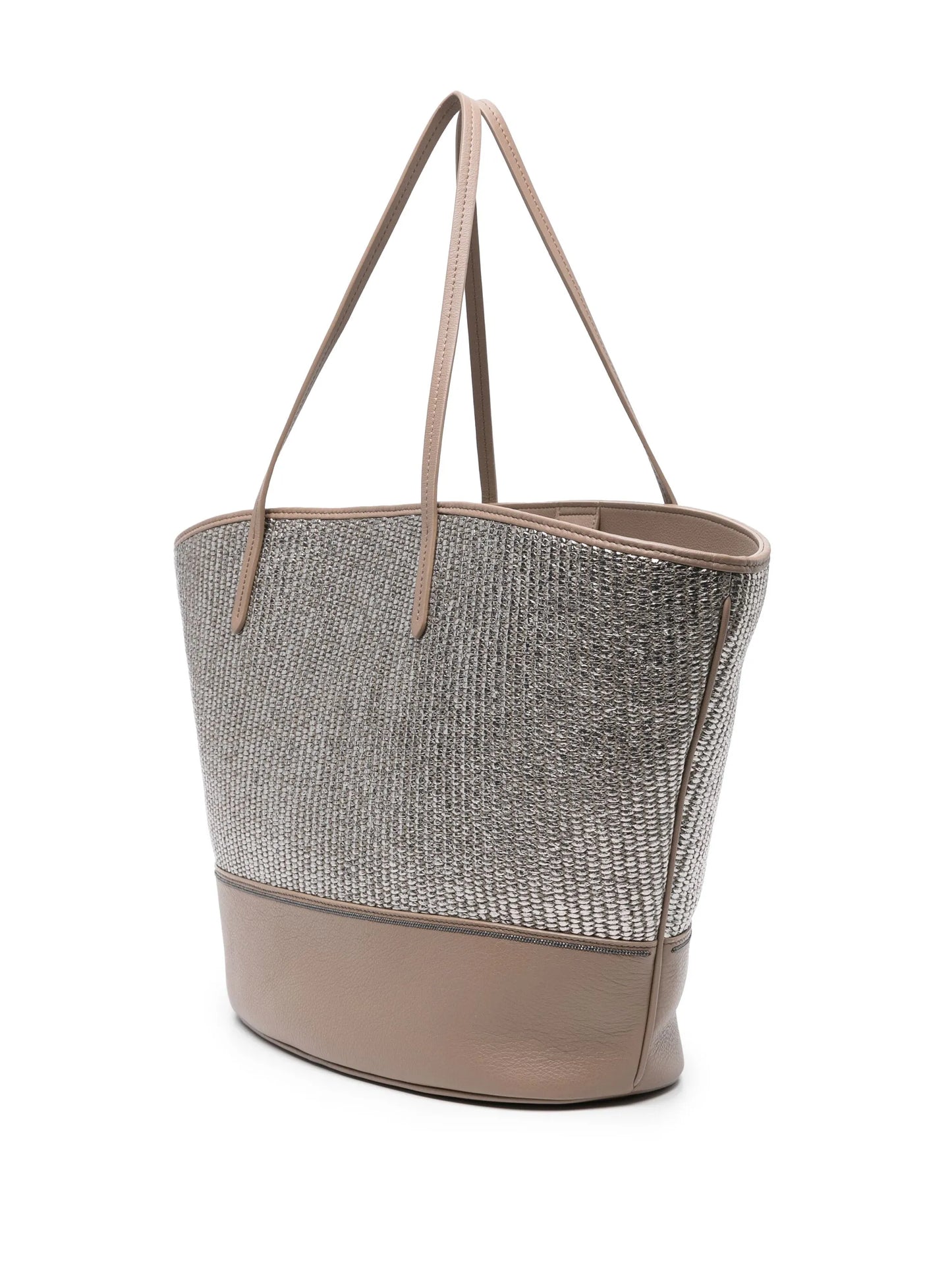 metallic raffia tote bag